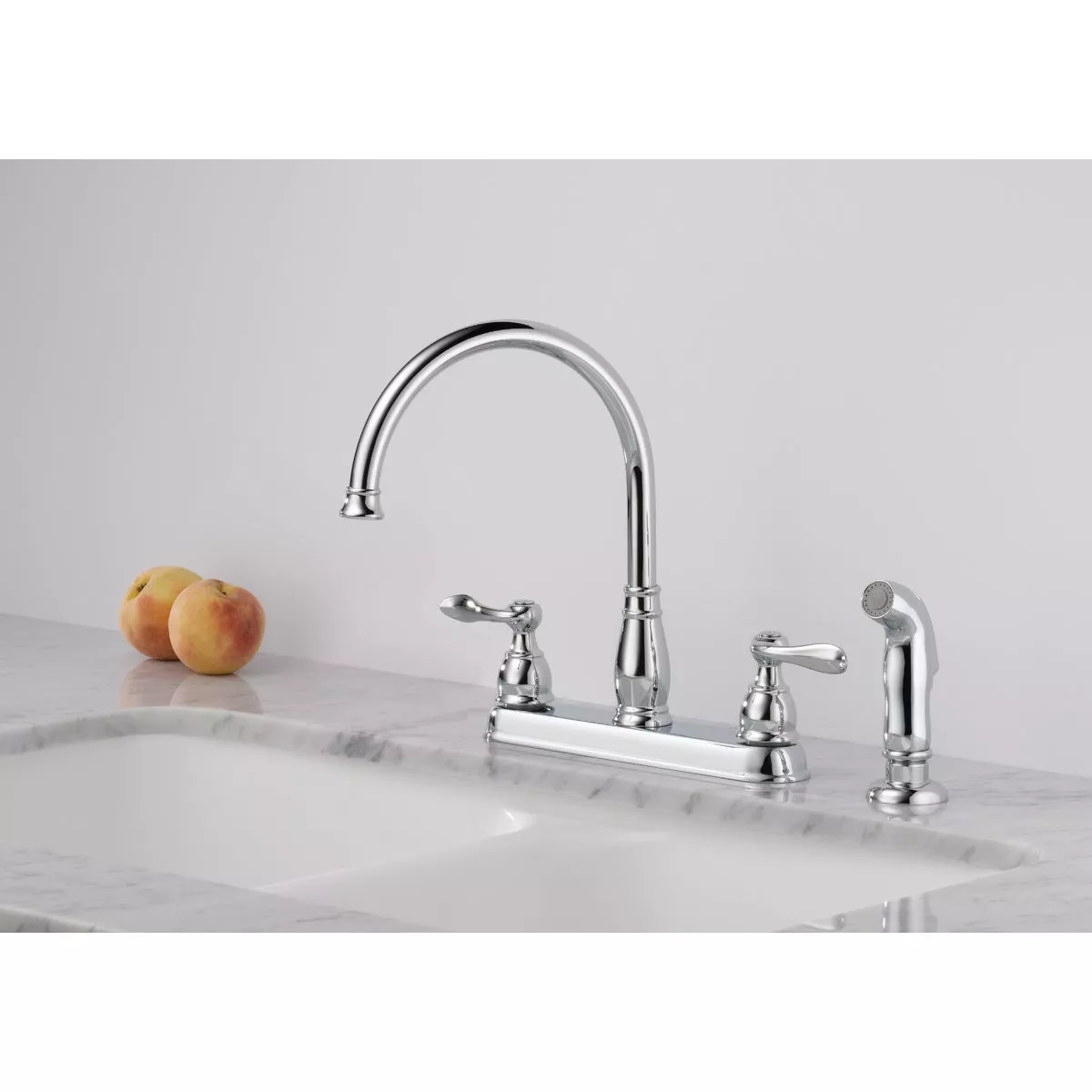 Delta Windemere 2-Handle Lever Kitchen Faucet with Side Spray, Chrome