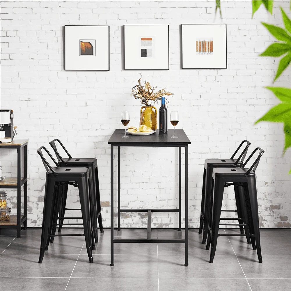 Easyfashion 26 Inch Metal Bar Stools with Backs, Black