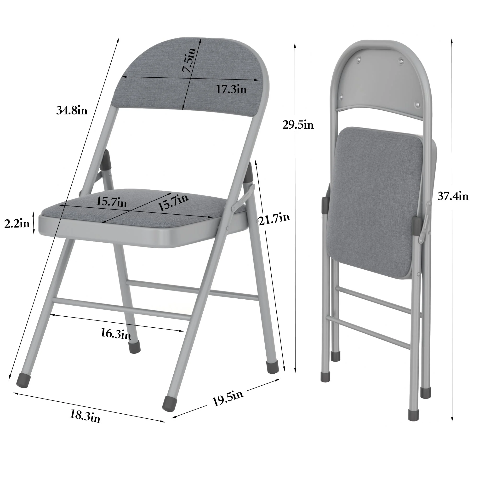 VECELO Set of 4 Folding Chairs, Fabric Dining Chair Set with Padded Cushion and Back, Indoor Outdoor Upholstered Seat with Metal Frame for Home Office Events Wedding Party, Orange - Image 33