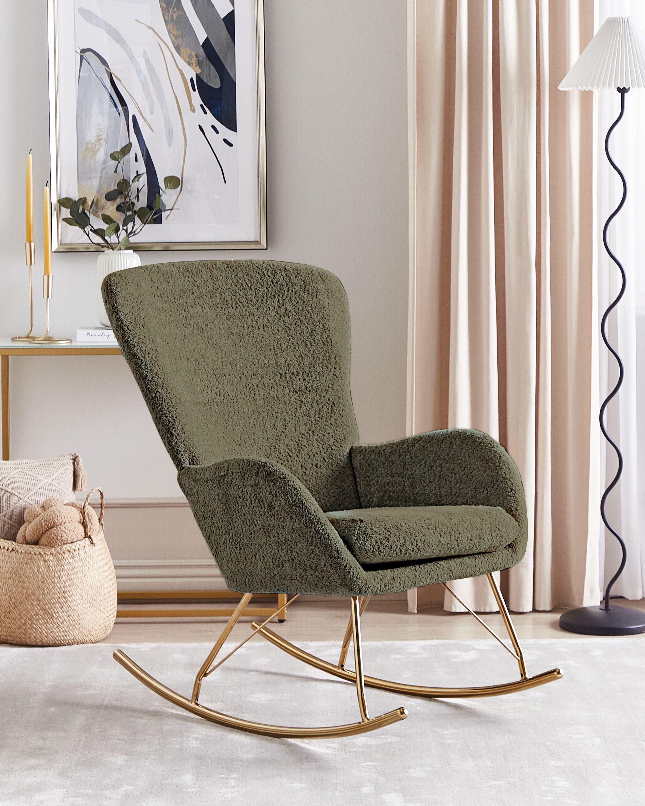 Rocking Chair ANASET Boucle Dark Green