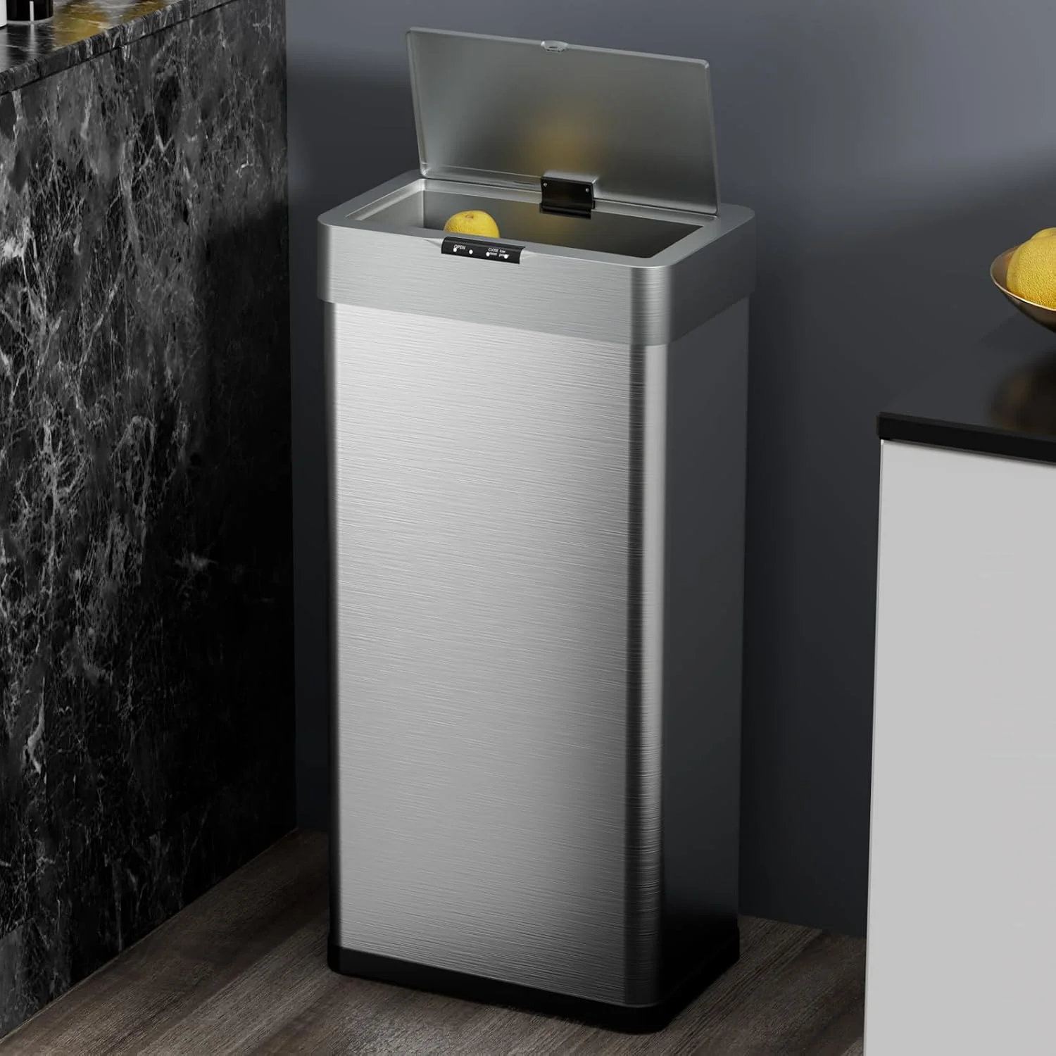 LAZY BUDDY 60 Liter / 16 Gallon Stainless Steel Motion Sensor Trash Can for Kitchen, Bathroom, Rectangular - Image 12