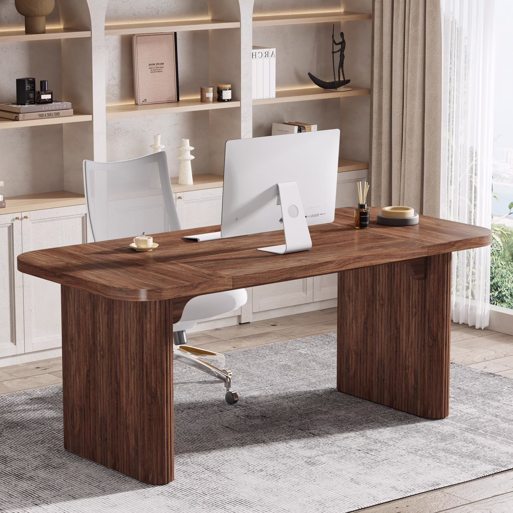 Tribesigns 63'' Computer Desk, Simple Rectangular Writing Table for Home Office Study Room Bedroom - Image 3