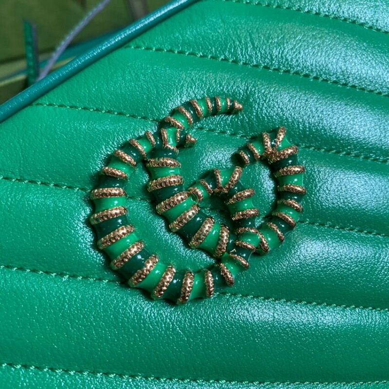 Replica Gucci Gg Marmont Small Shoulder Bag 447632 Green And Emerald Leather1:1High-quality replica