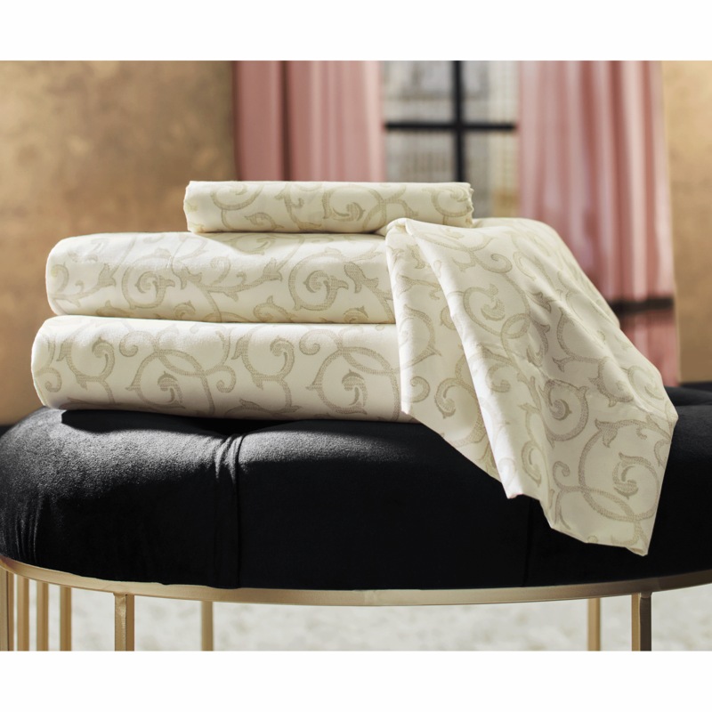 Bedtite Scroll Microfiber Sheet Set - MIDNIGHT VELVET CATALOG