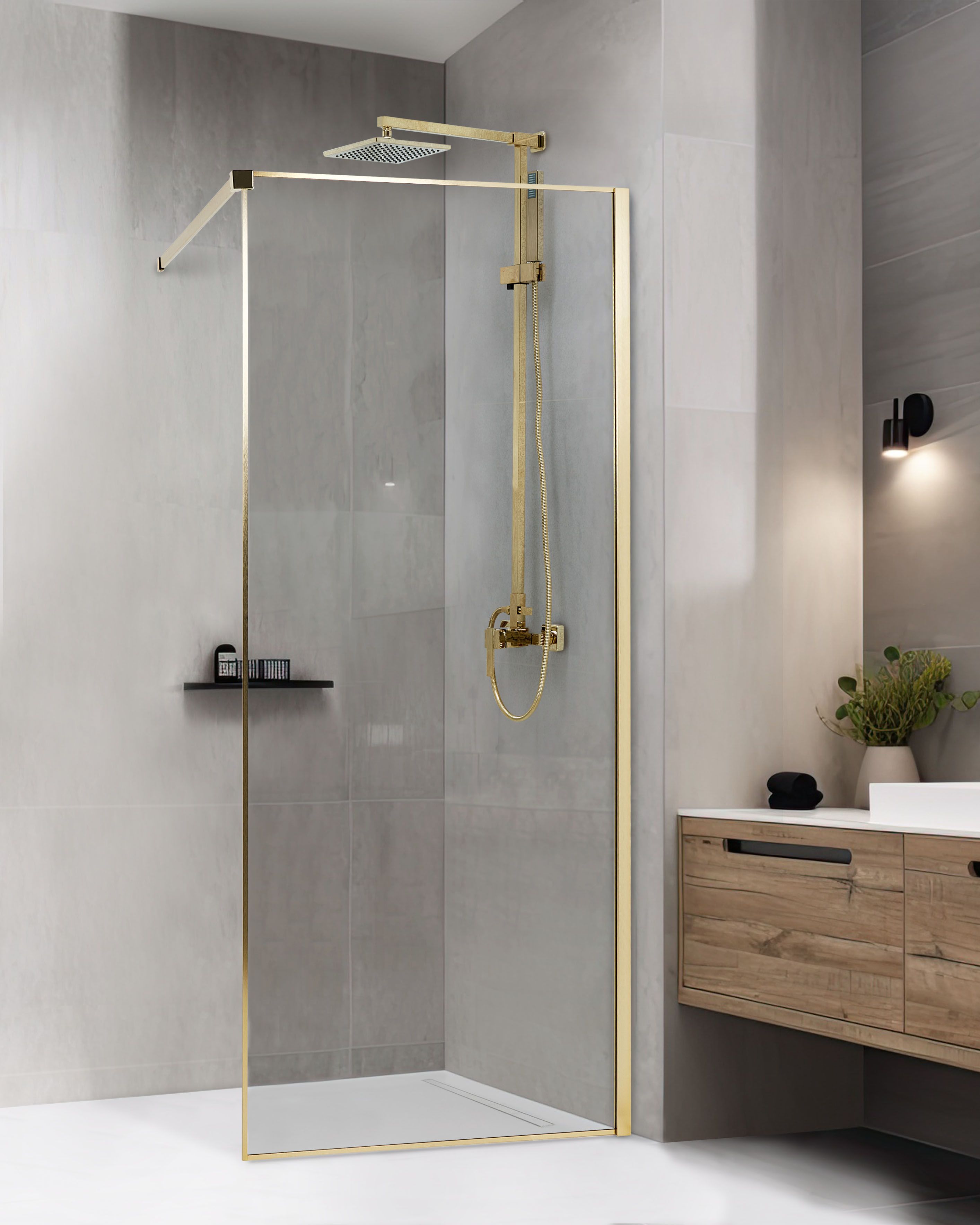 Shower Screen WASPAM 800 x 1900 mm Gold