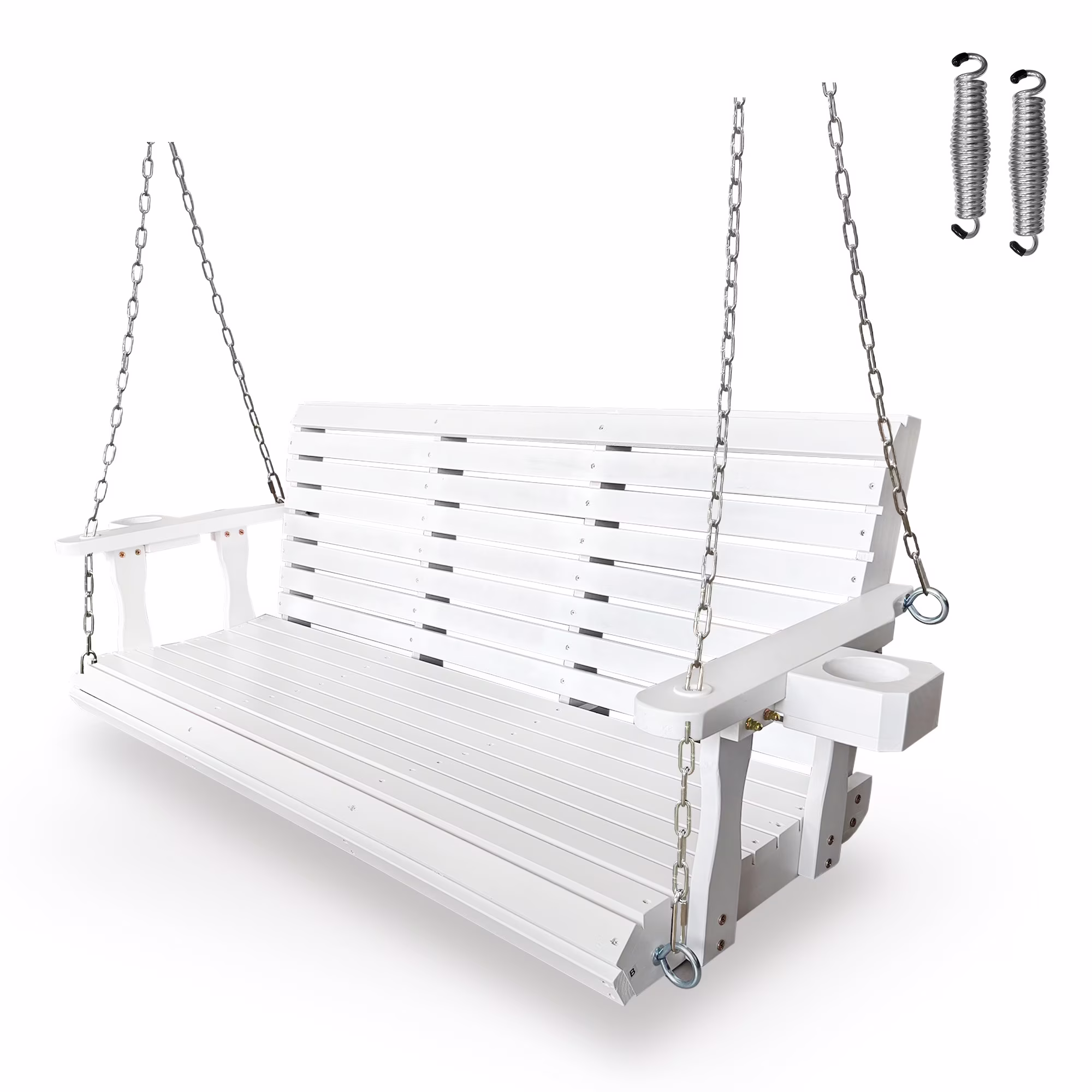 Fortune Candy 3 Person Outdoor Wood Hanging Swing, Heavy Duty 880 lbs Wood Porch Swing, Brown-5ft - Image 5