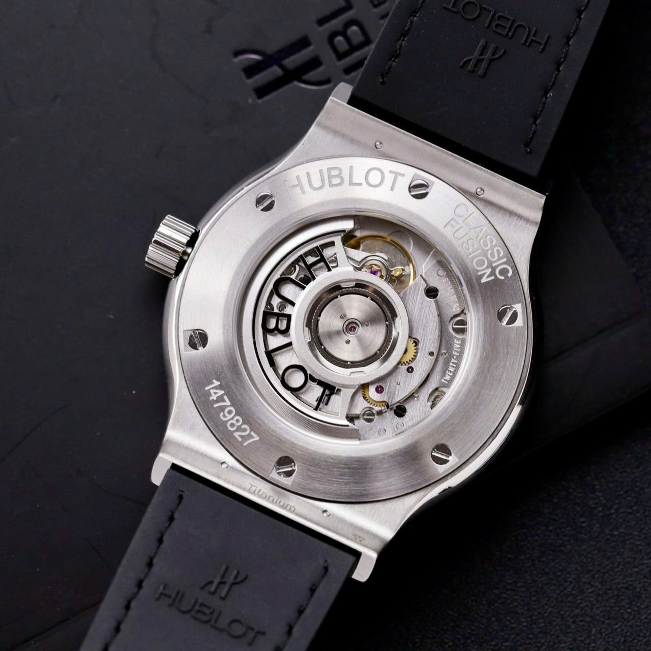 Hublot Classic Fusion Titanium Replica Watch Black Dial Custom Moissanite Diamonds 42mm - Top club