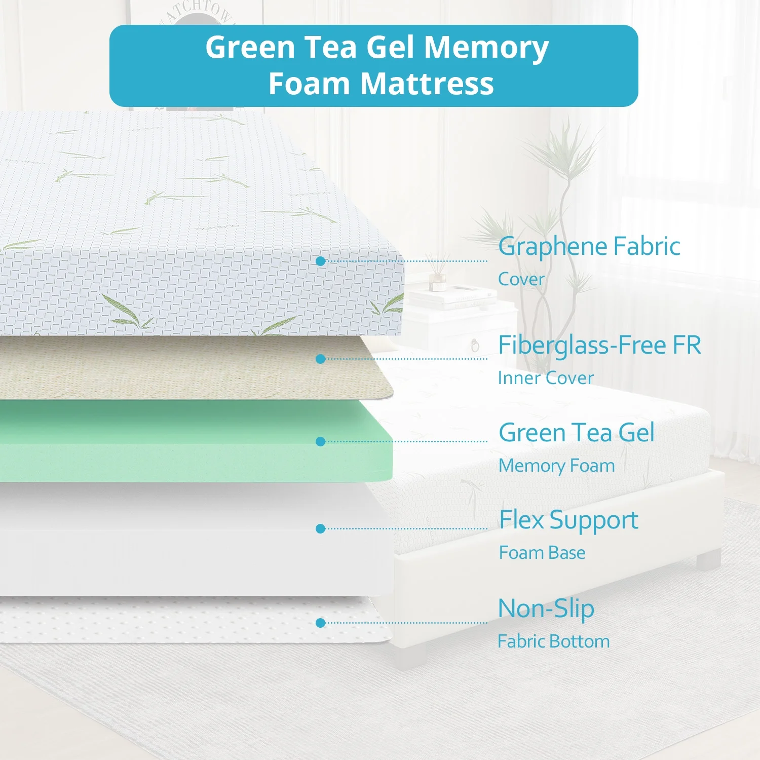 6'' Twin Size Memory Foam Mattress with Cover Breathable Bed Mattress in a Box, CertiPUR-US, Made in USA - Image 9