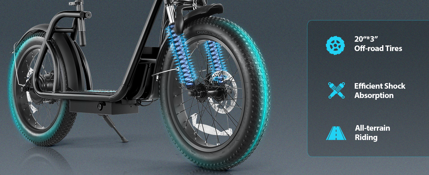 Trottinette électrique à gros pneus avec siège pour tout terrain