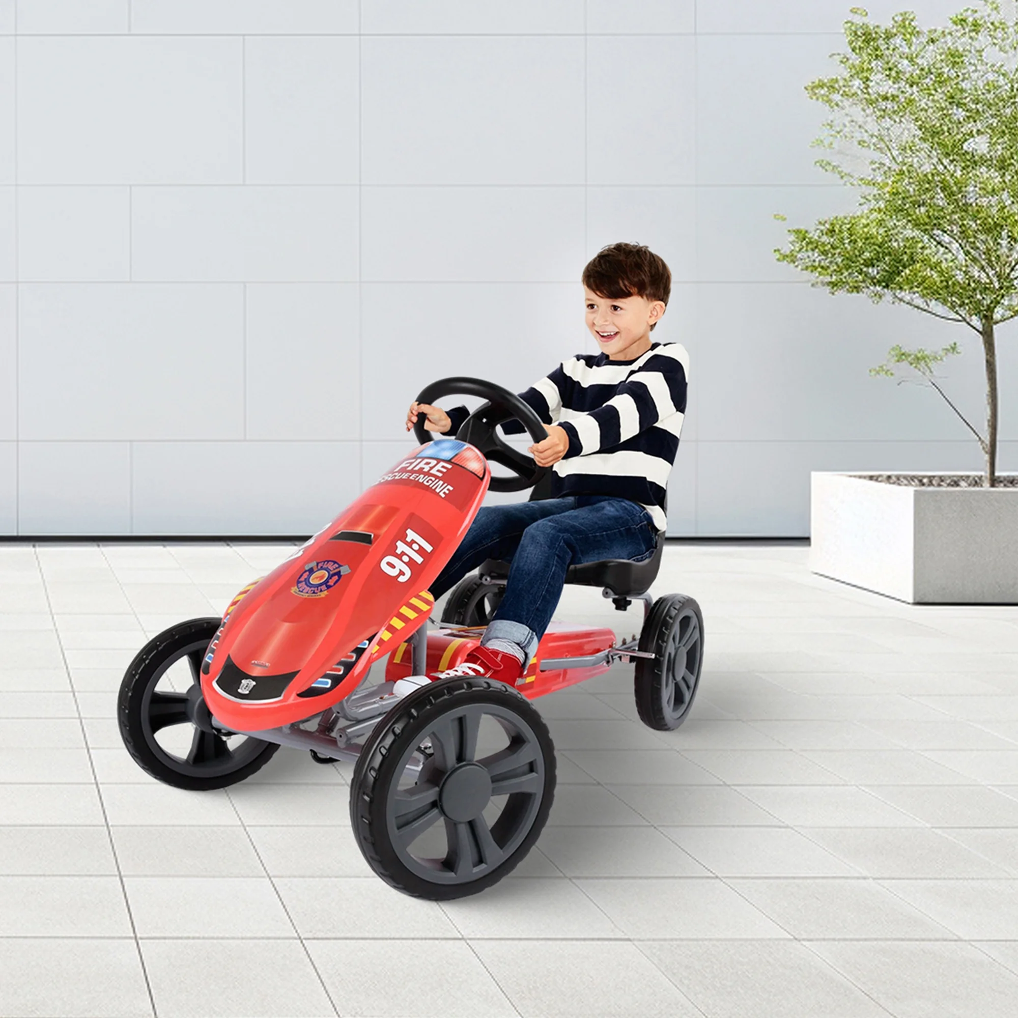 Alternative view of Hauck Speedster Pedal Go Kart w/ Adjustable Bucket Seat for Kids Ages 4 to 8, Fire Rescue