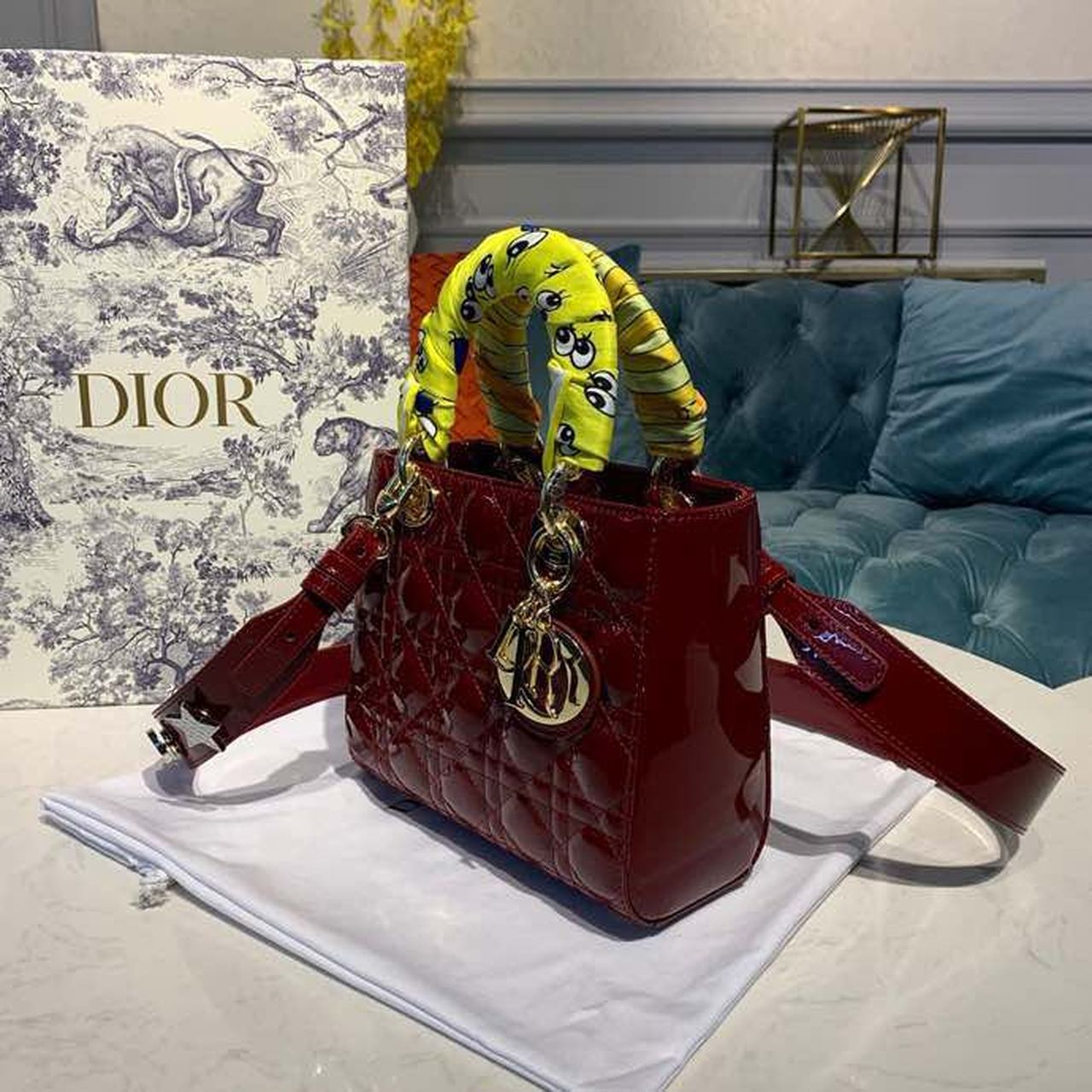 Christian Dior Small Lady Dior Bag with Chain Gold Toned Hardware Burgundy For Women 20cm/8in CD M0538OWCB_M3231:1High-quality replica