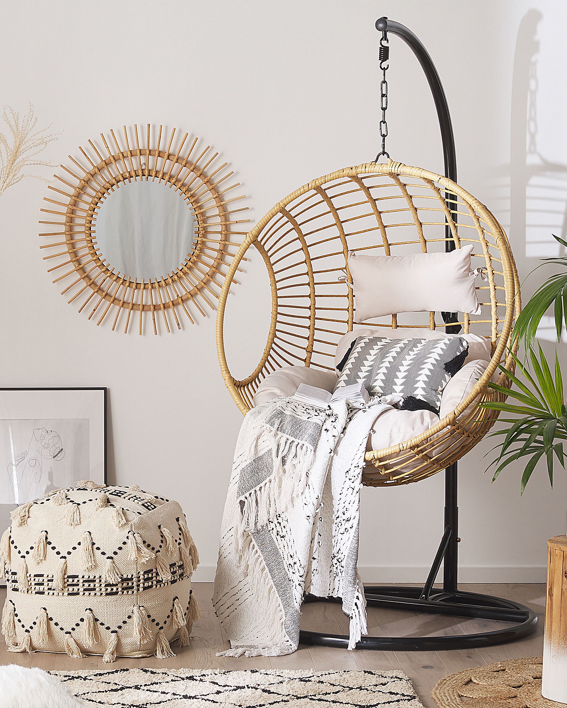 Hanging Chair with Stand ASPIO PE Rattan Natural