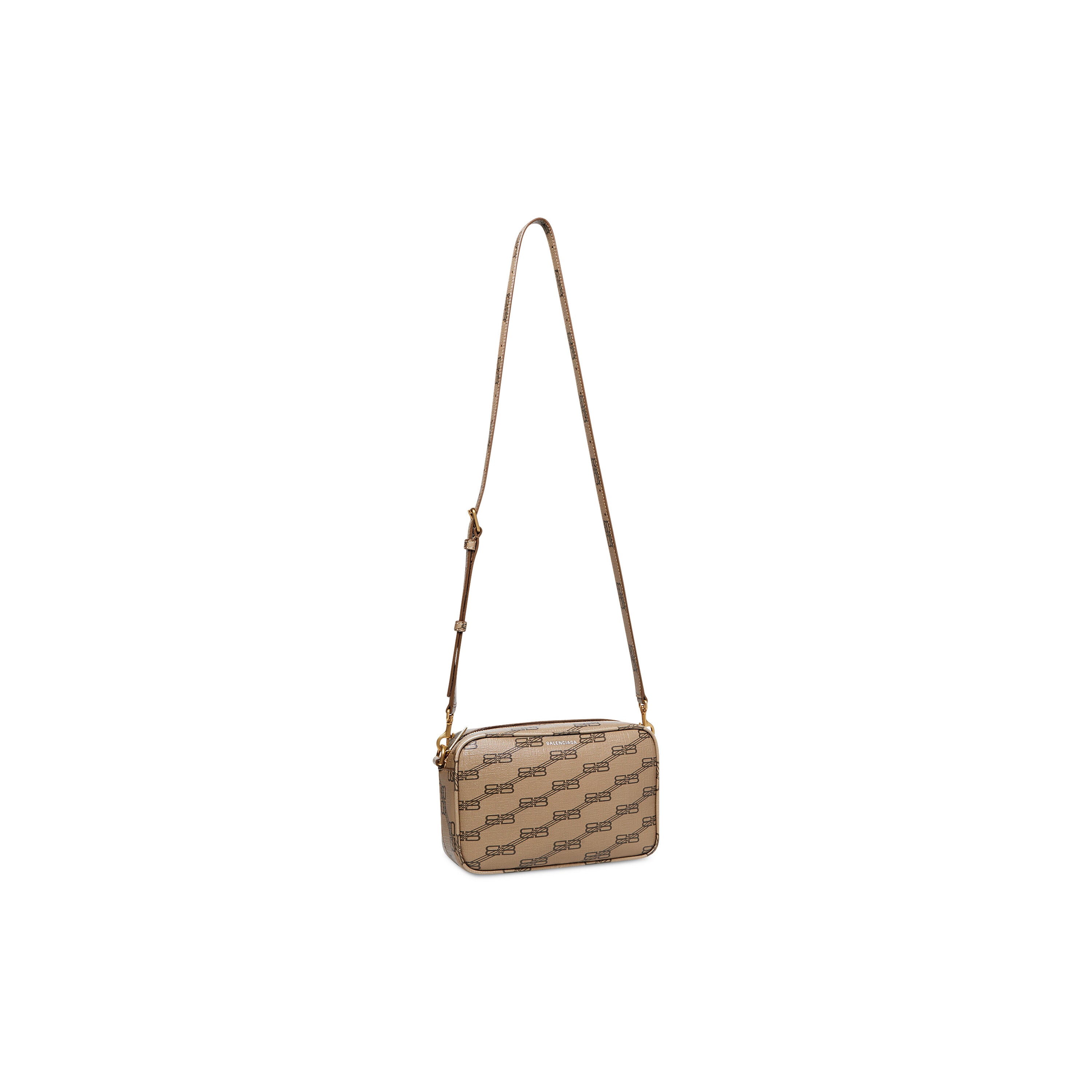 WOMEN'S SIGNATURE SMALL CAMERA BAG BB MONOGRAM COATED CANVAS IN BEIGE - Replicaclubs