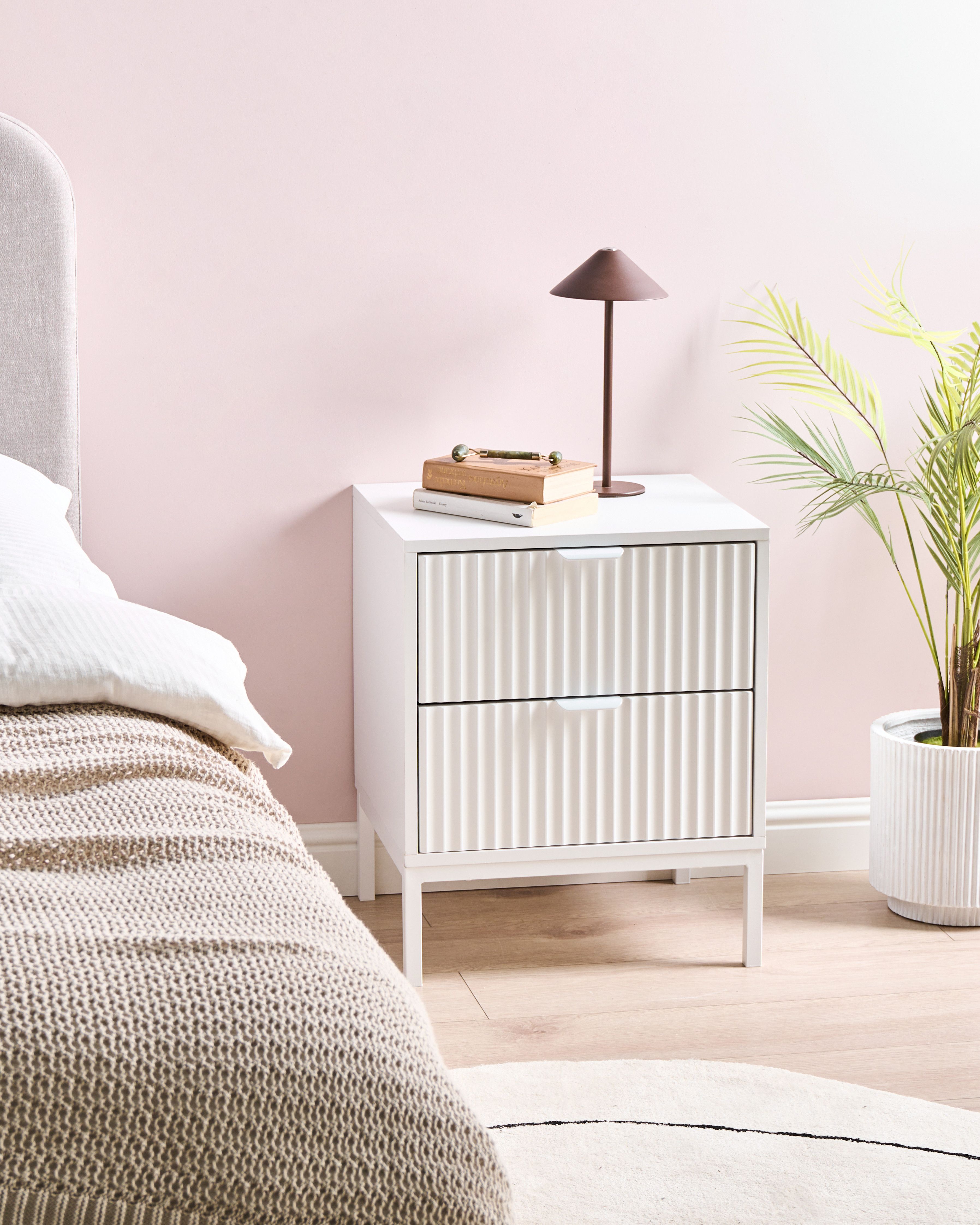 2 Drawer Bedside Table ADELAIDE White