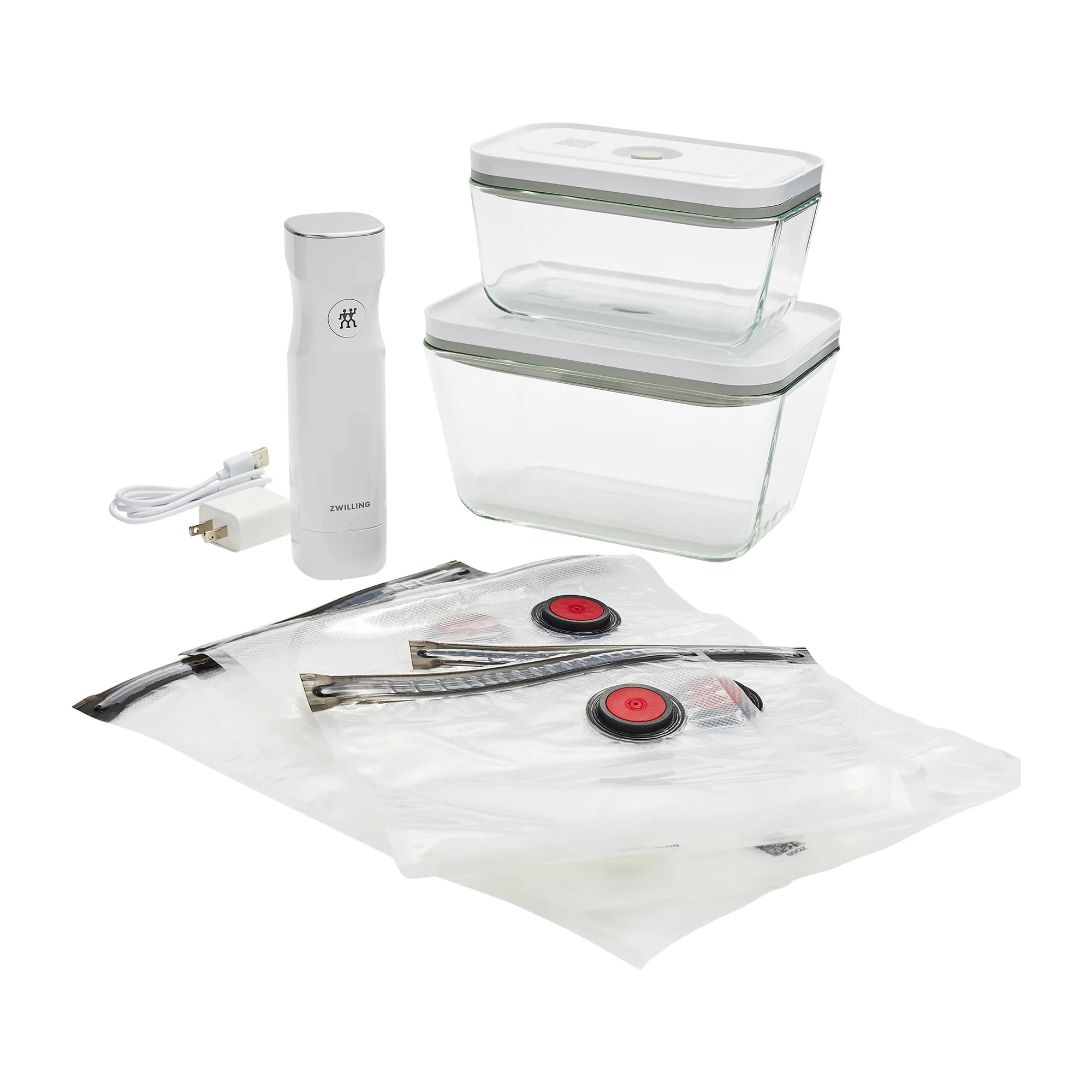 ZWILLING Fresh & Save 7-pc Vacuum Sealer Machine Starter Set, Sous Vide Bags, Meal prep, Airtight Food Containers Glass