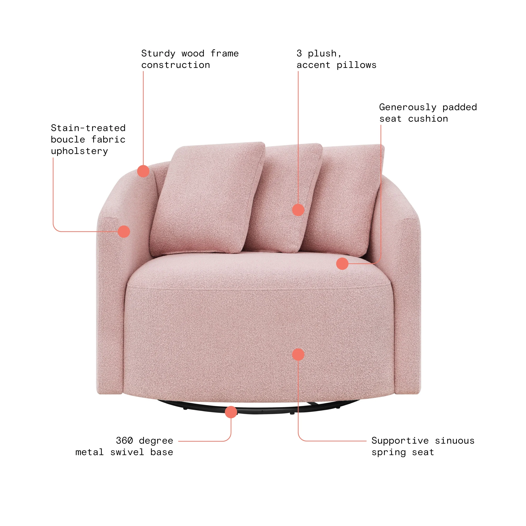 Beautiful Drew Accent Chair by Drew Barrymore, Cream Boucle - Image 28