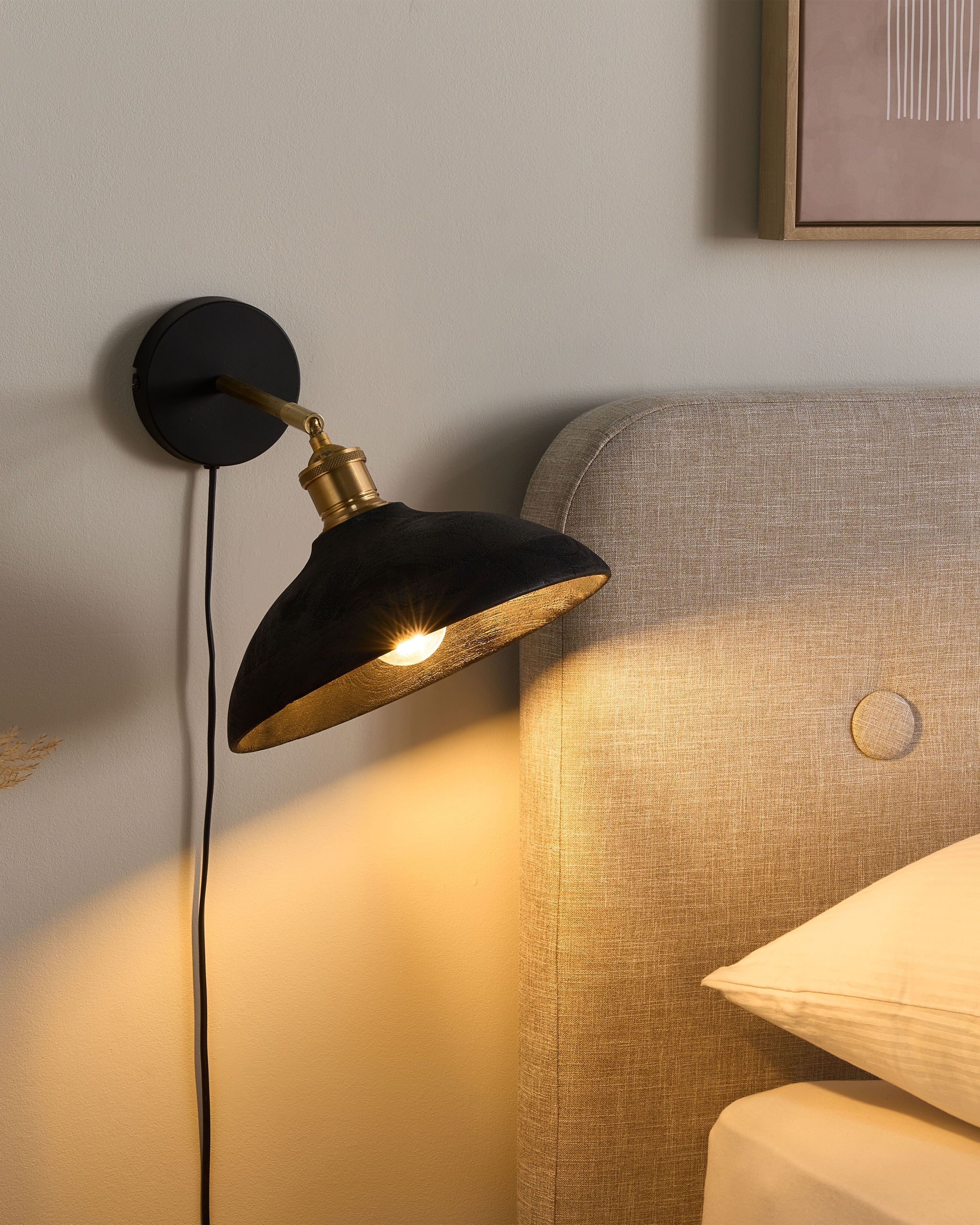 Wall Lamp YERALA Adjustable Mango Wood Black
