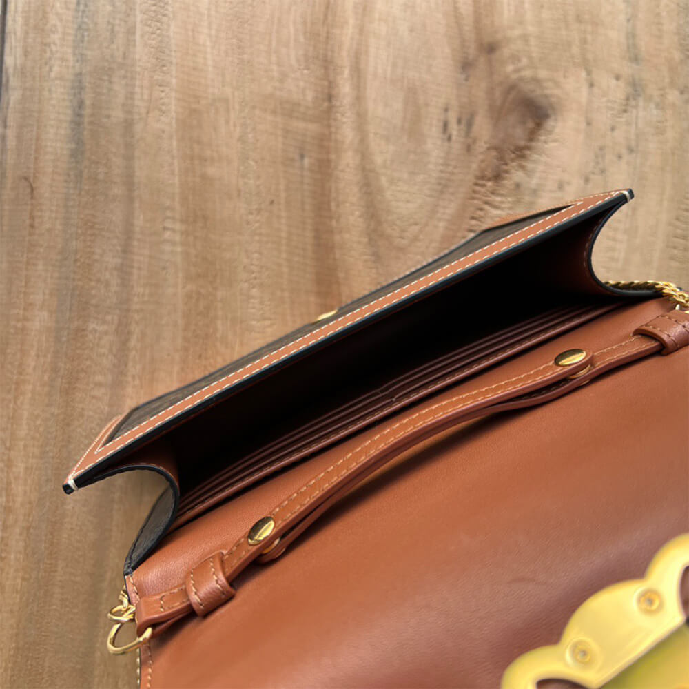 CELINE WALLET ON CHAIN MARGO in TRIOMPHE CANVAS and calfskin(High-end Grade)1:1High-quality replica