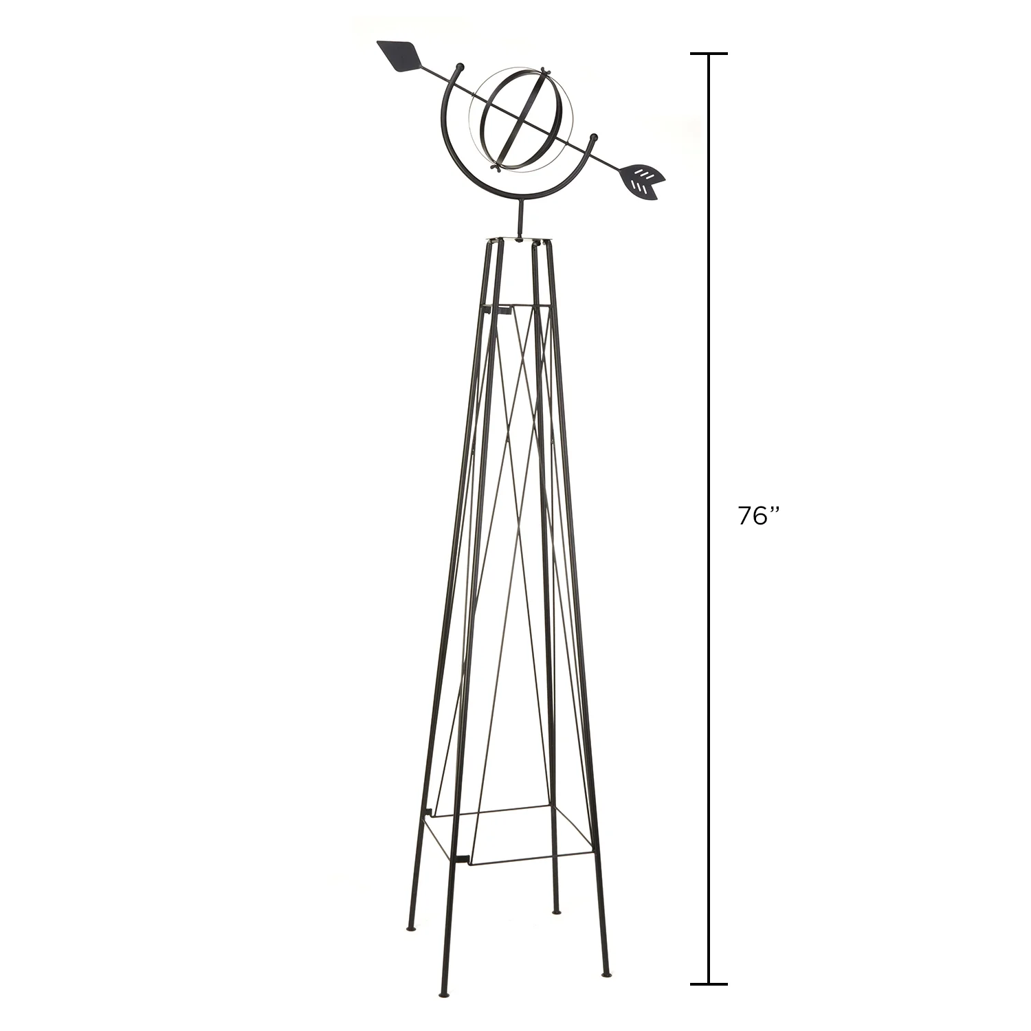 Panacea 86805 6 Ft Metal Garden Obelisk Trellis Sculpture with Armillary Topper