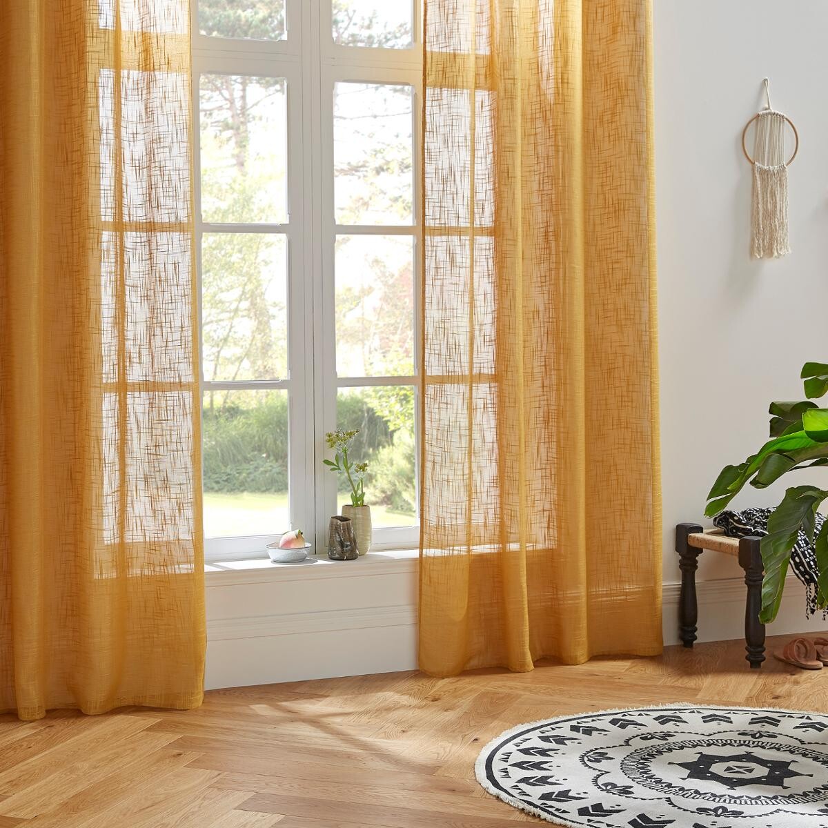 Sheer curtain "Alton" Mustard yellow, 140x240 cm