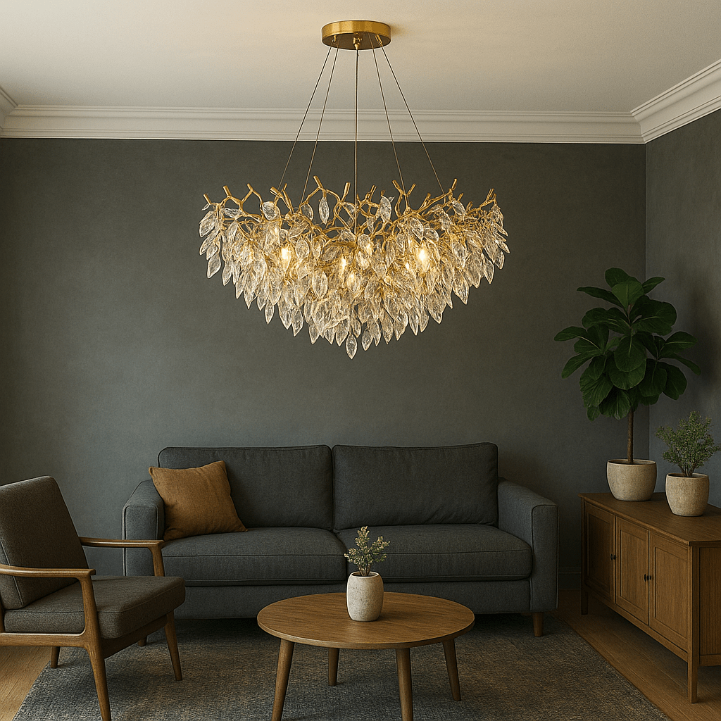 Ronde Kristallen Kroonluchter Modern met Verstelbare Hoogte en Warm LED Licht – Elegante Verlichting voor Eetkamer en Bar