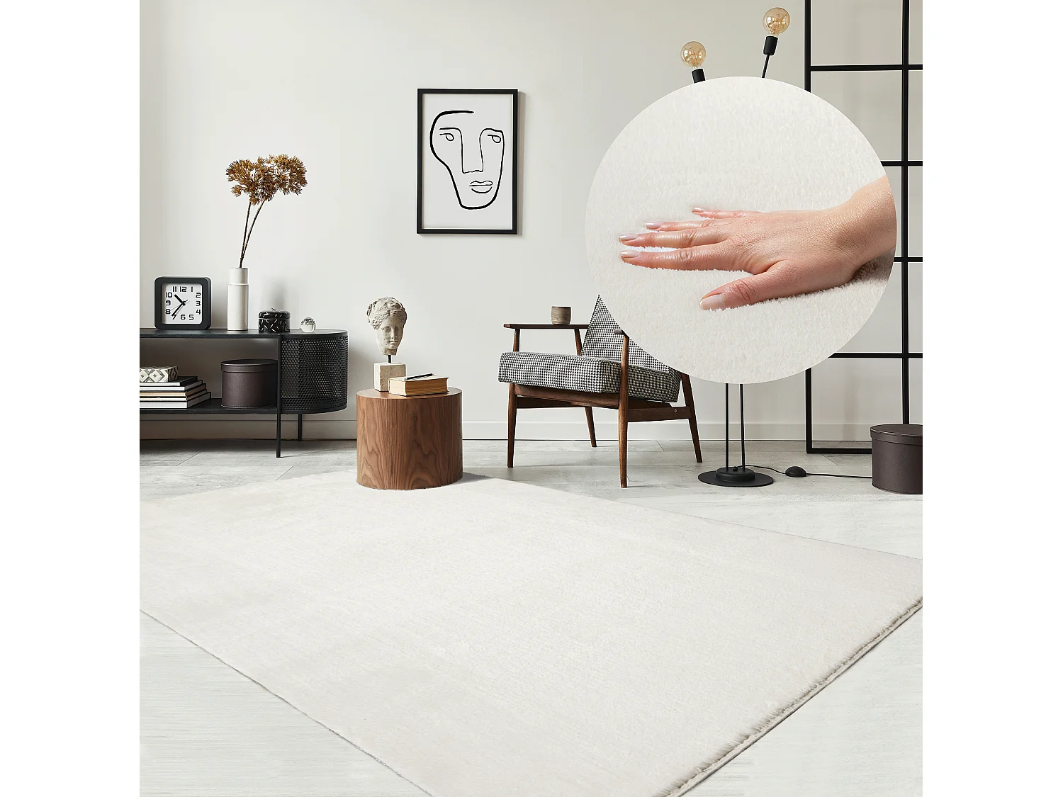 Tapis uni antidérapant lavable Crème - 300 x 400 cm - RELAX