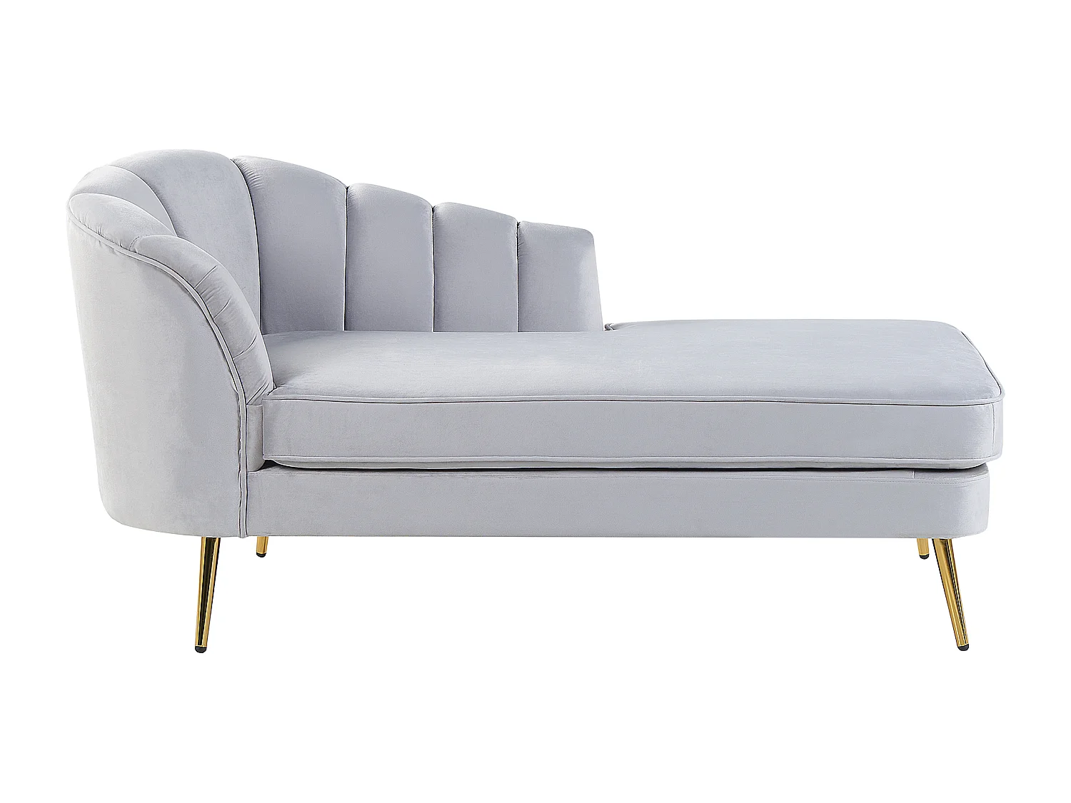 Chaise longue côté gauche ALLIER Velours Gris clair