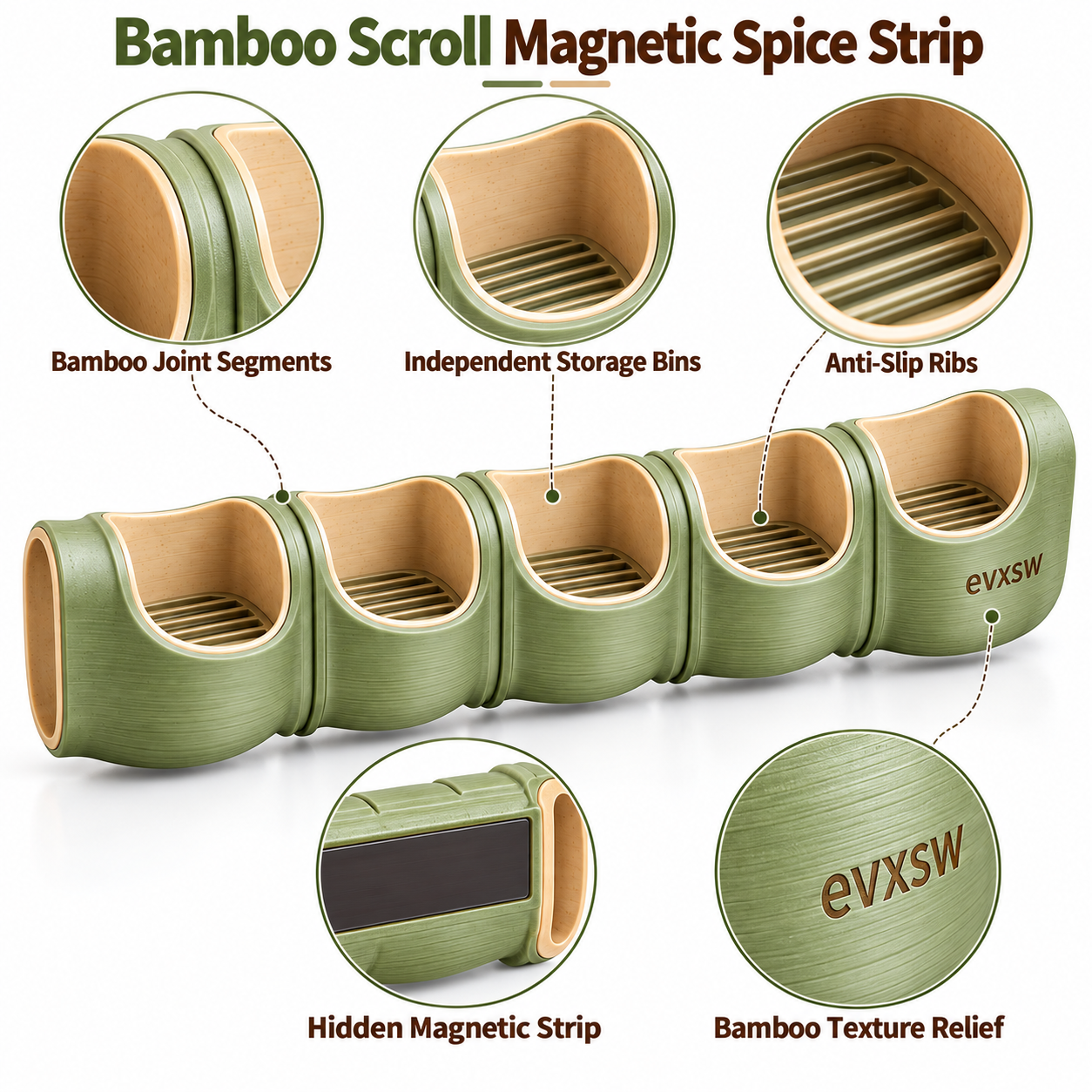 Bamboo Scroll Magnetic Spice Strip
