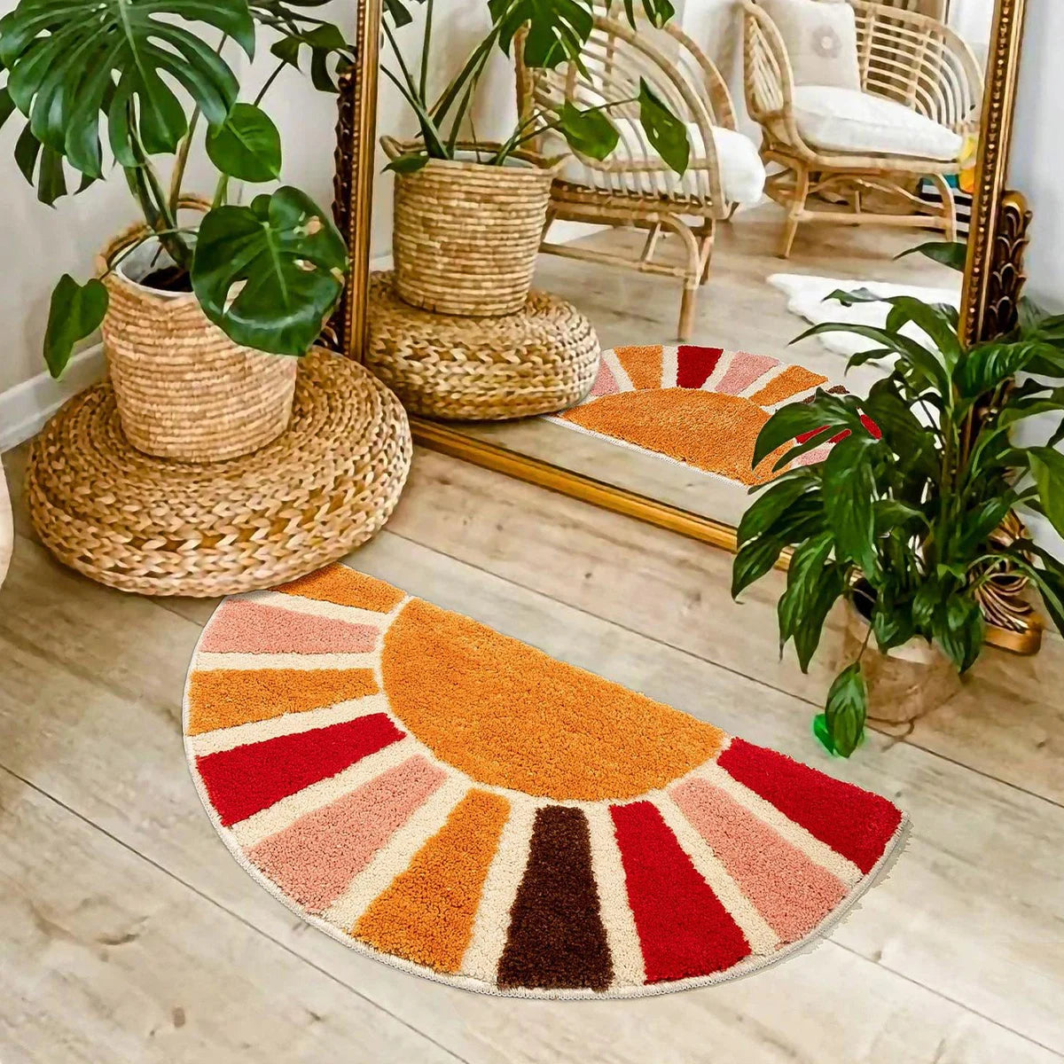 SunBurst - Halfronde Zonnebloem Deurmat