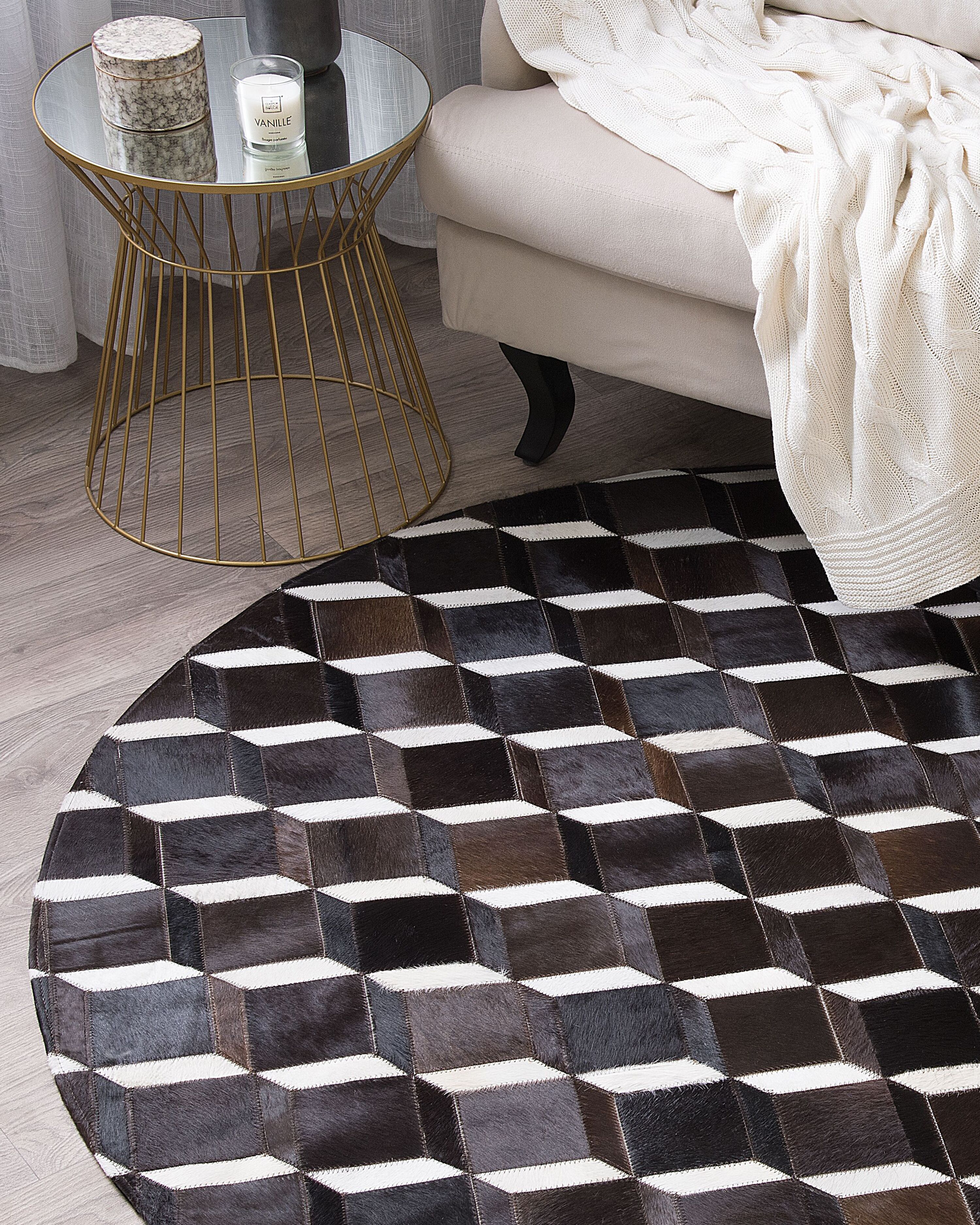 Rug ALPKOY Brown ø 140 cm Leather