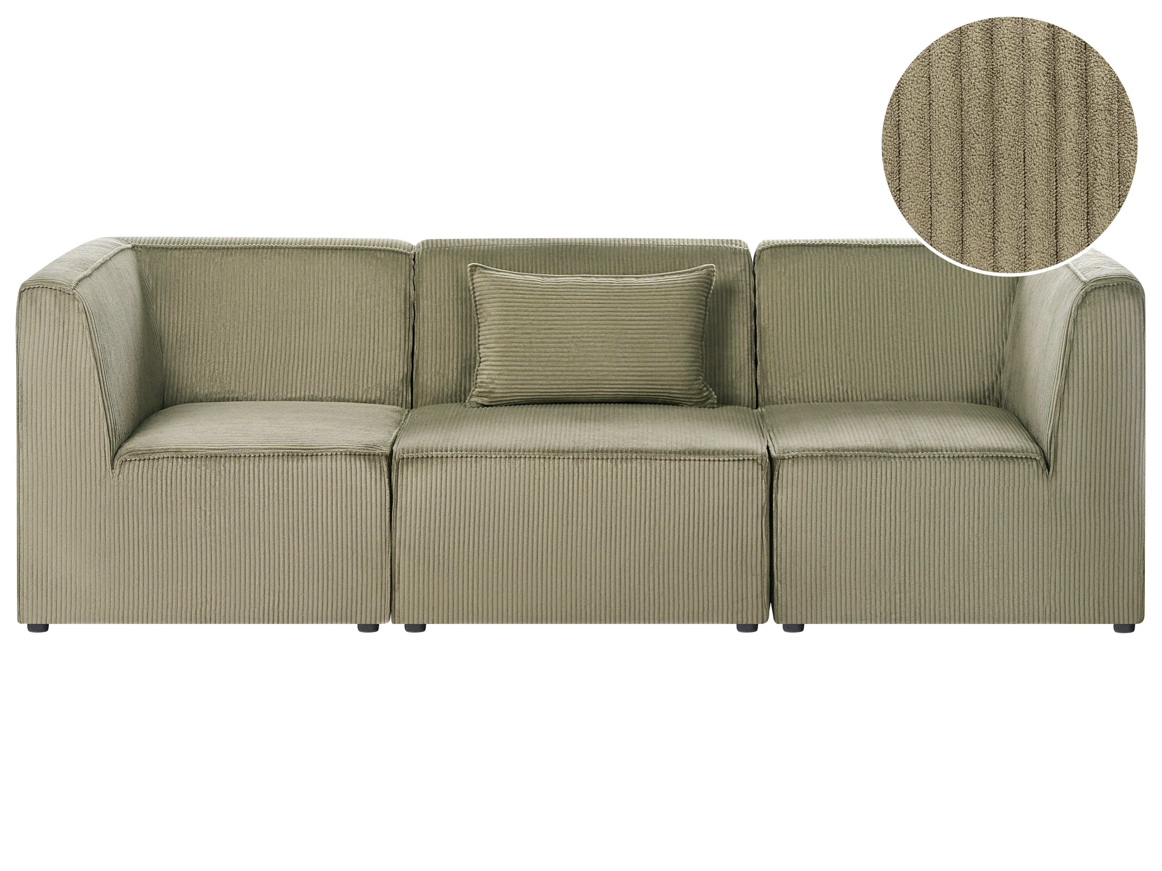 Modular Sofa 3 Seater LEMVIG Corduroy Green