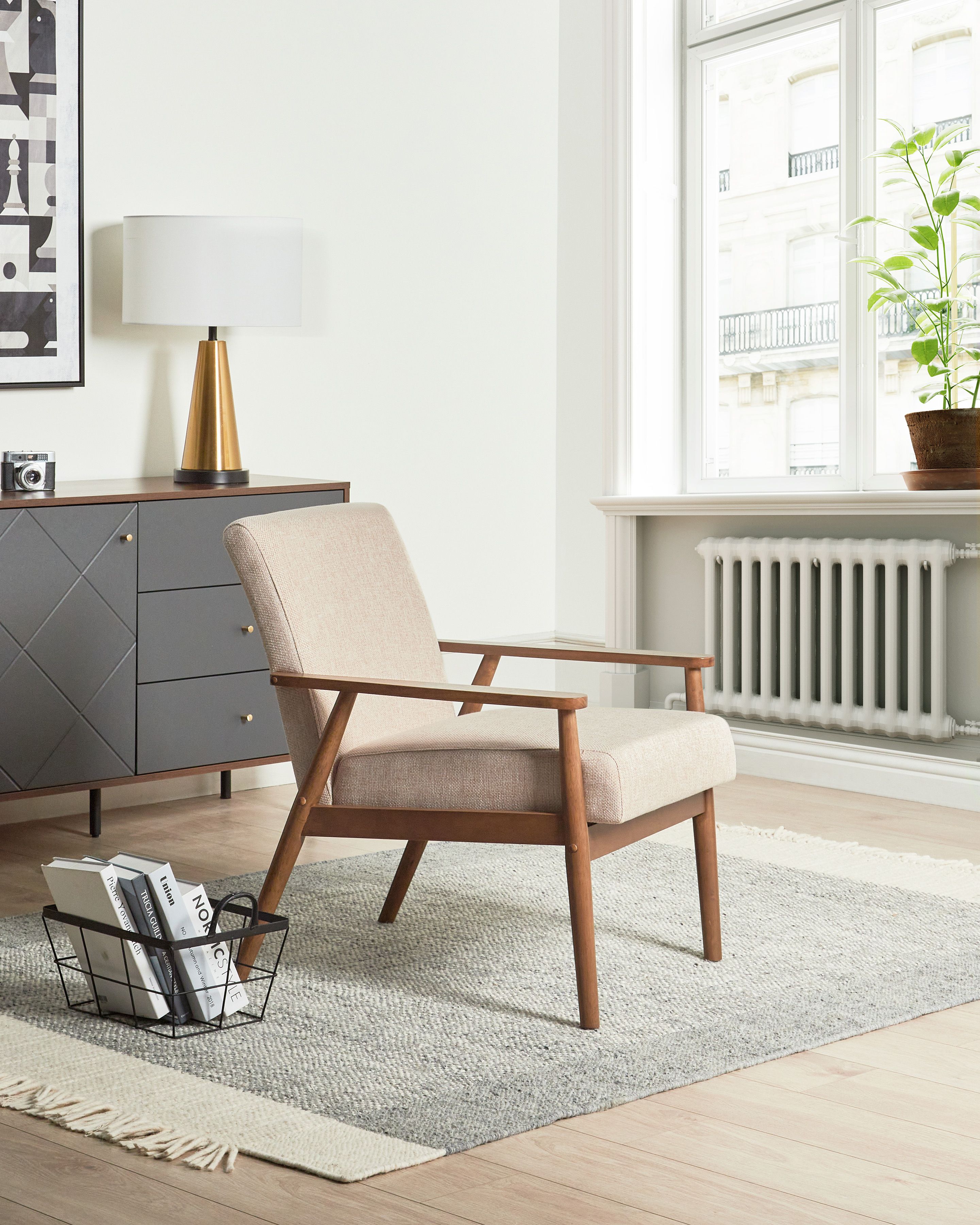 Armchair ESRUM Fabric Dark Brown/ Beige