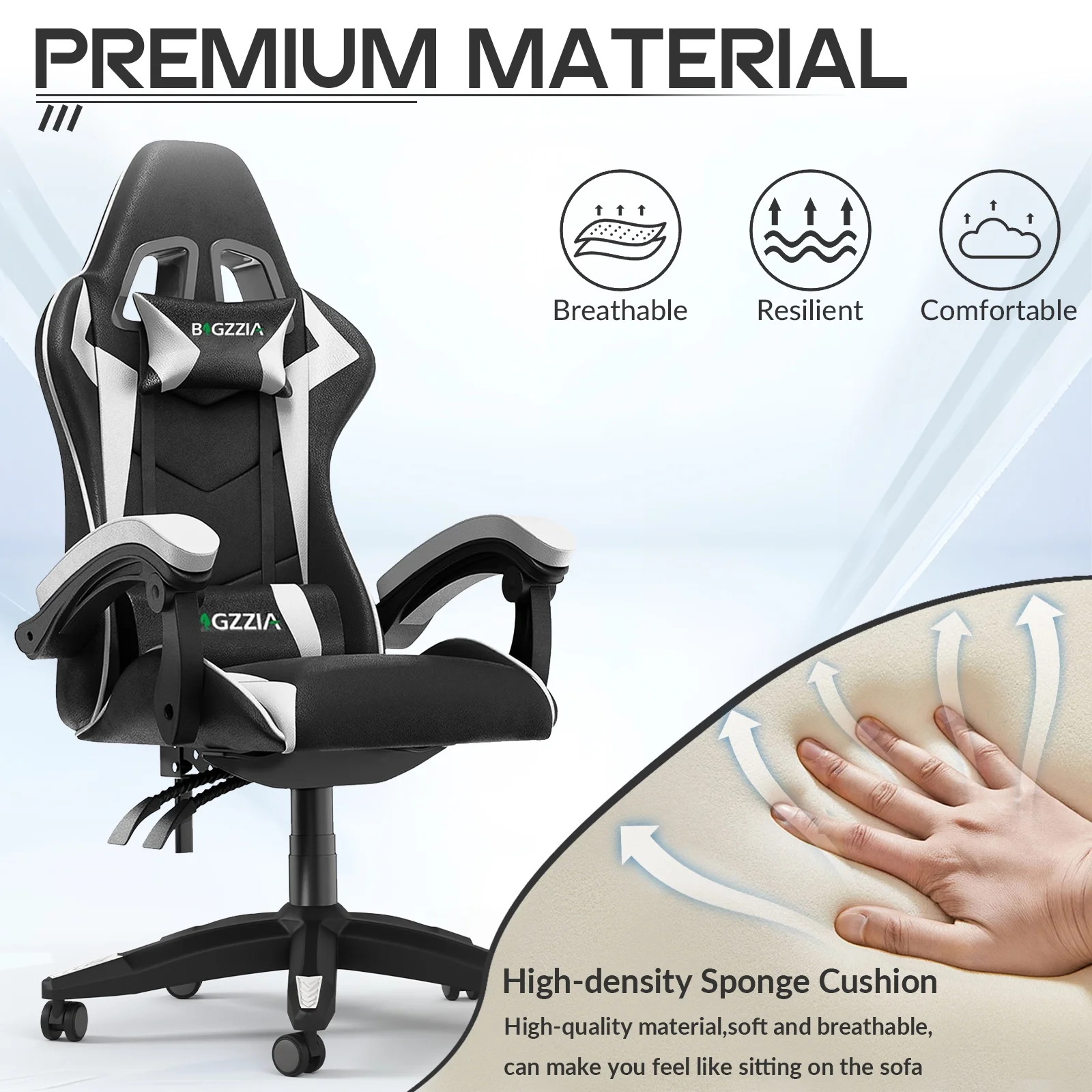 Bigzzia Gaming Chair with Footrest, Gaming Chair for Adult with Headrest and Lumbar Support,Red - Image 29