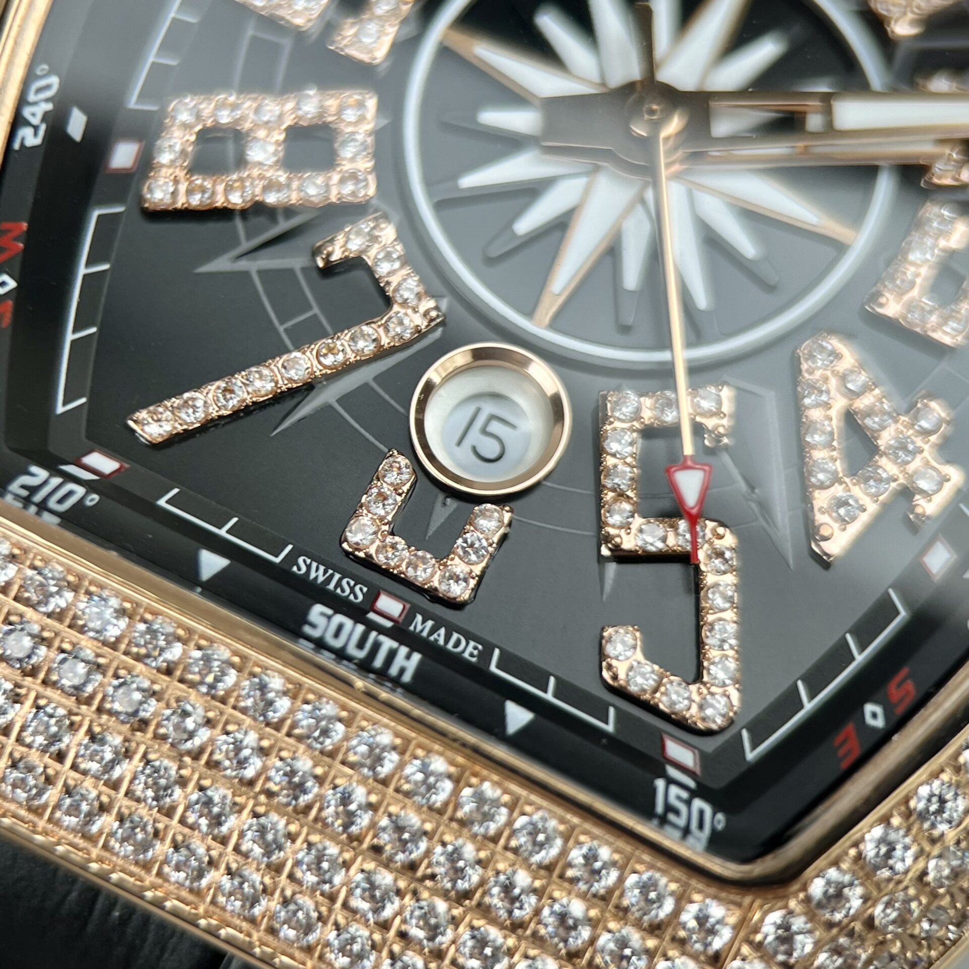 Franck Muller Replica 1:1 Watch V45 Black Dial Diamond Gold Case 45mm - Top club