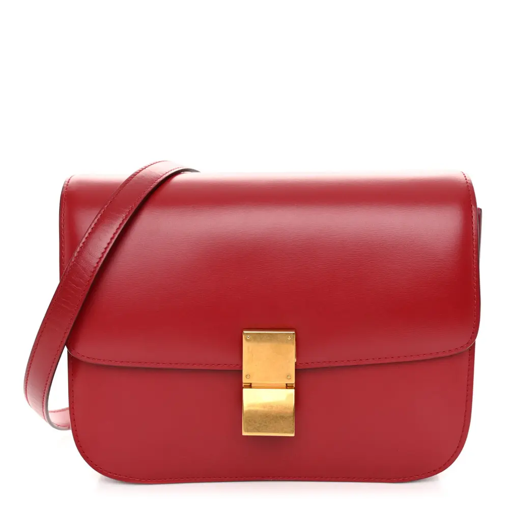 Replica Handbags: Celine Red Calfskin Classic Box Flap Bag1:1High-quality replica