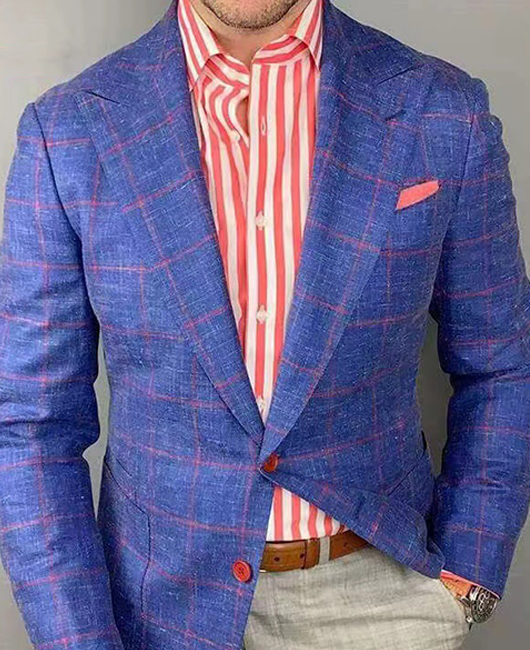 Business Lapel Collar Plaid Print Two Button Casual Blazer