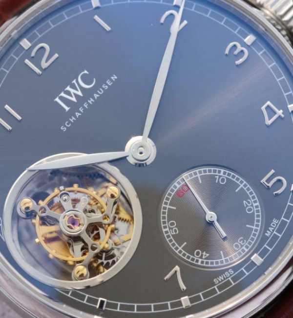 Replica IWC BM Portuguese Tourbillon Gray Dial Leather Strap - Elite Watch Atelier