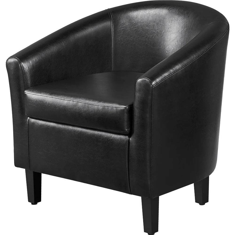 Renwick Faux Leather Barrel Accent Chair for Living Room, Set of 2, Black - Image 4