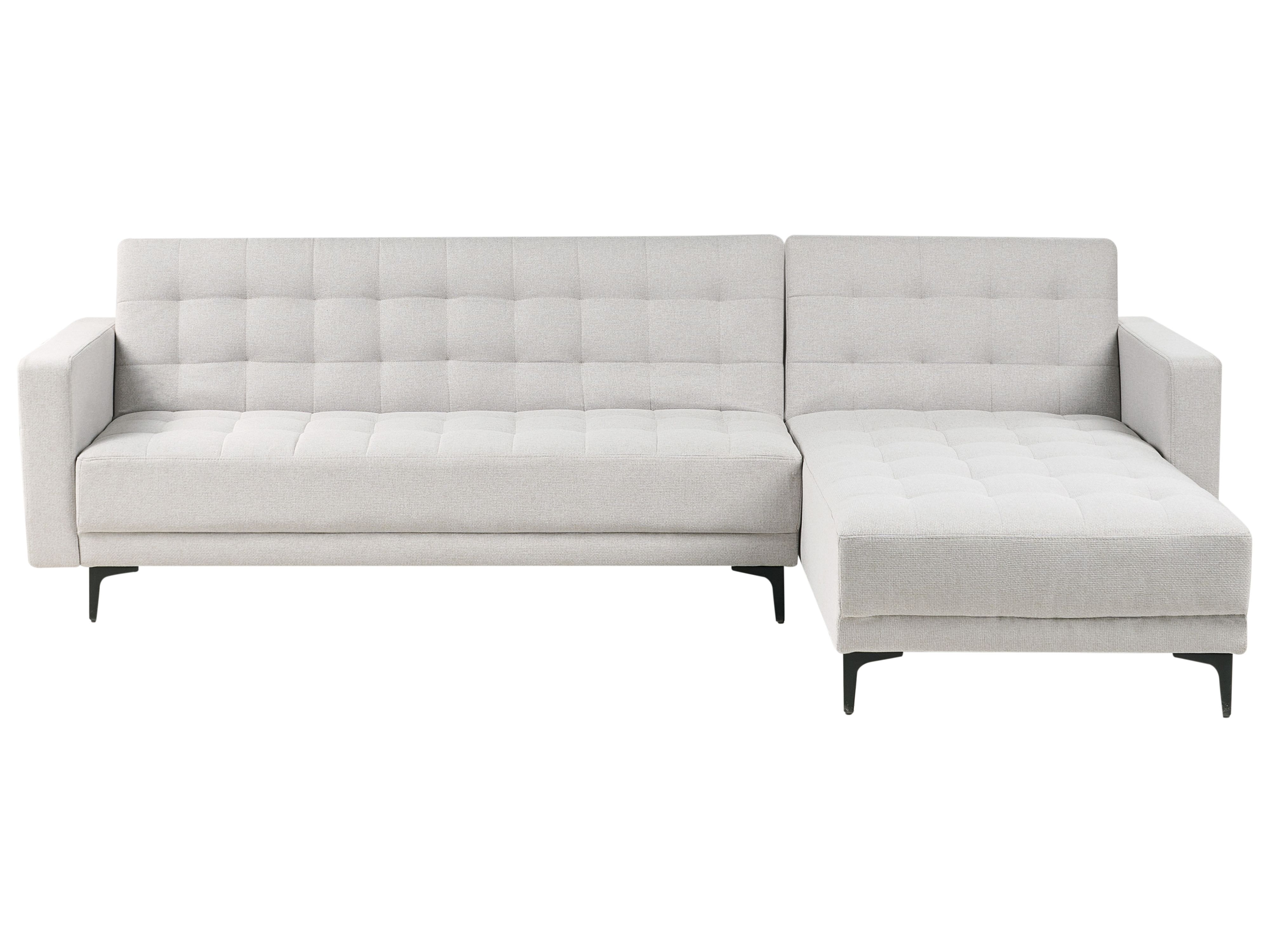 Modular Corner Sofa Bed 4 Seater ABERDEEN Fabric Light Grey Left Hand