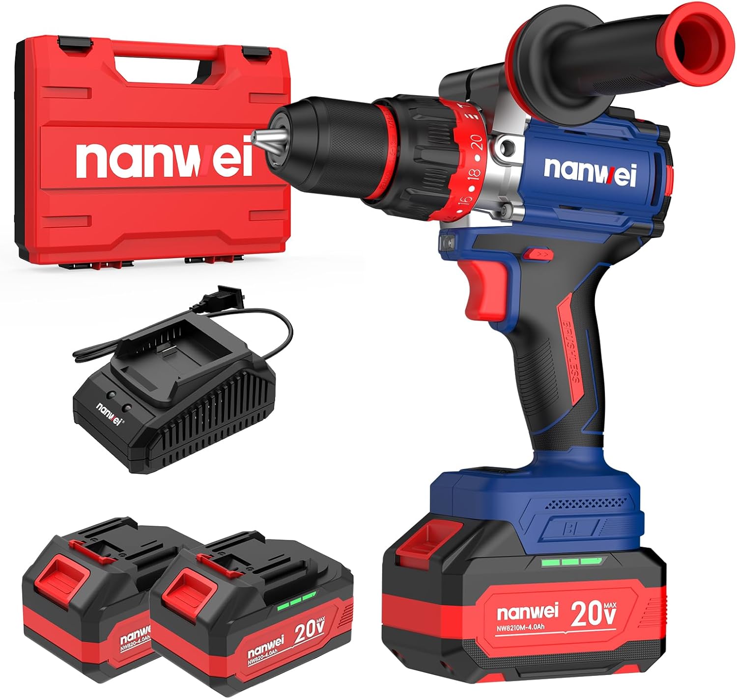 NANWEI Hammer Drill, 1100 in-lbs, 26000BPM, 1/2