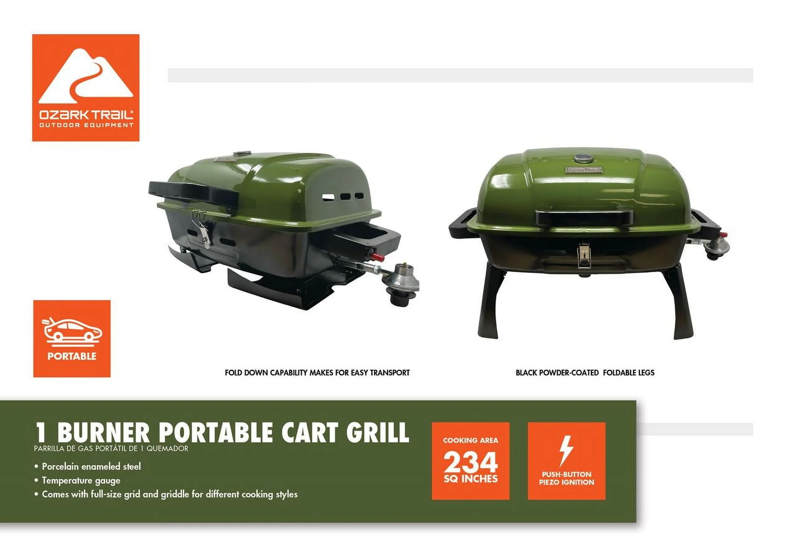 Ozark Trail Portable 1 Burner Gas Grill with Interchangeable Griddle Plate - Image 8