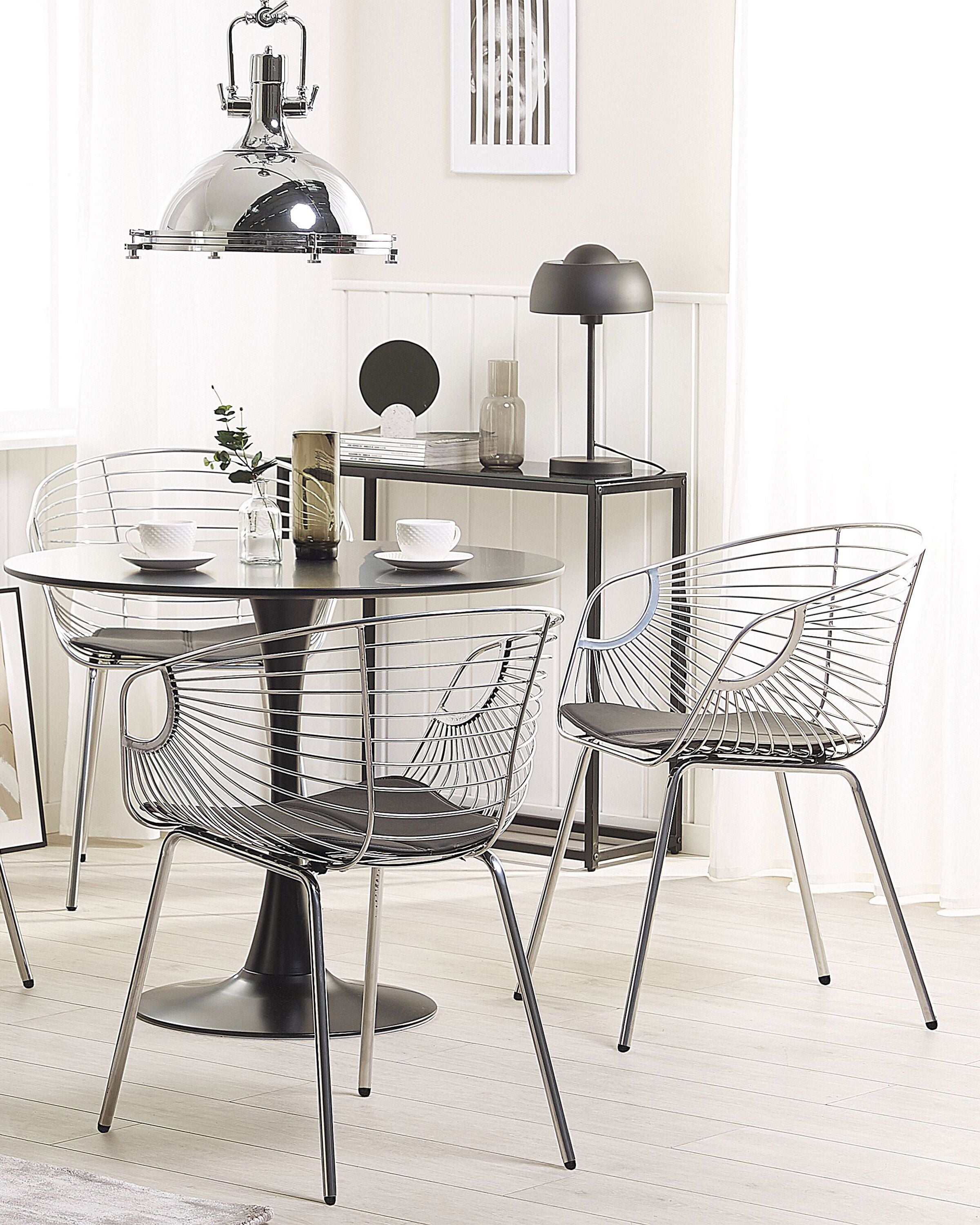 Set of 2 Dining Chairs HOBACK Metal Silver