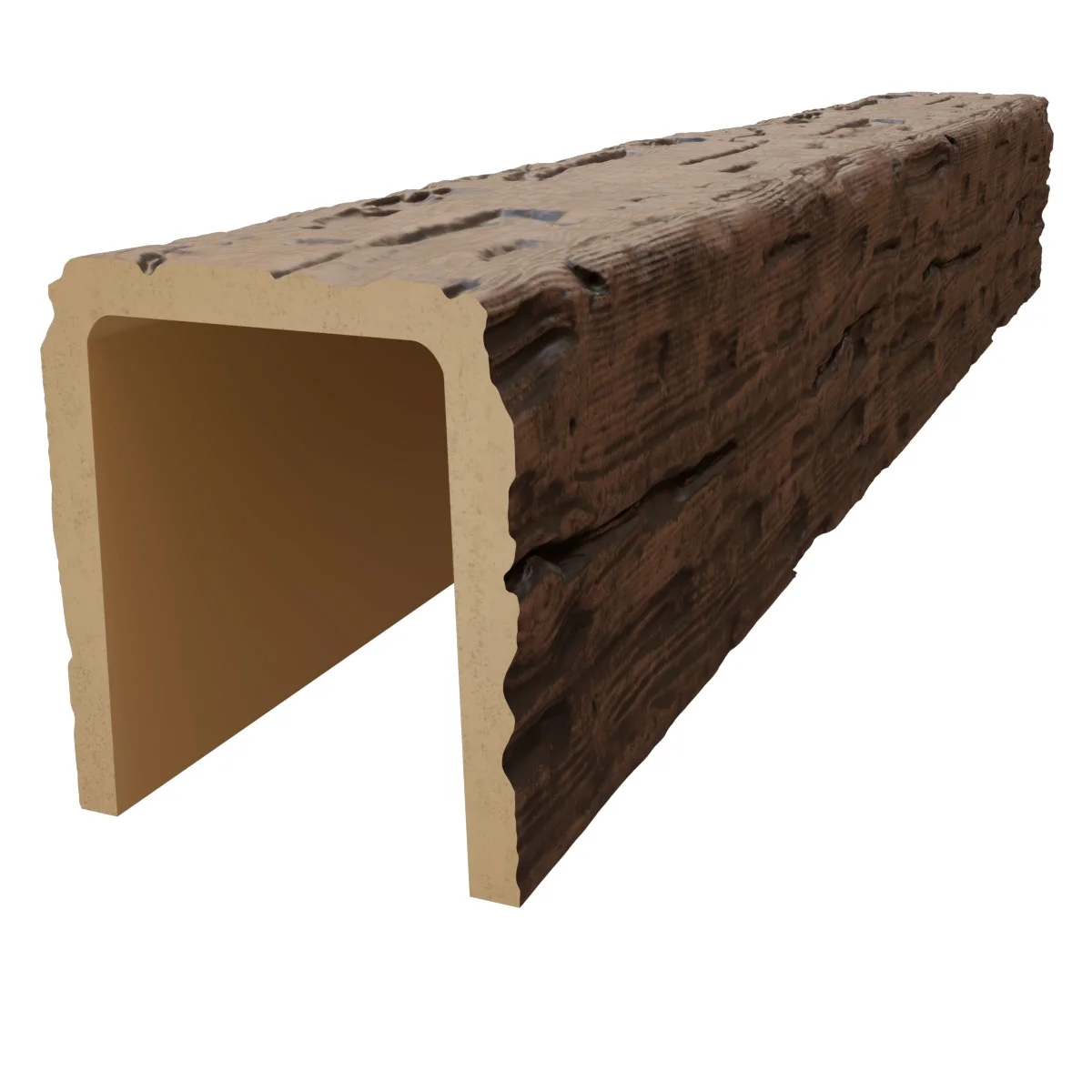 Ekena Millwork 3 1/2"W x 3 1/2"H x 120"L 3-Sided (U-Beam) Salvaged Timber HeritageTimber Faux Wood Ceiling Beam, Kona Brown - Image 4