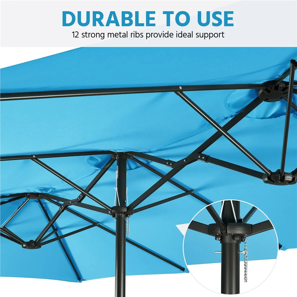 Topeakmart 13ft Patio Parasol Canopy with Crank, Tan - Image 46