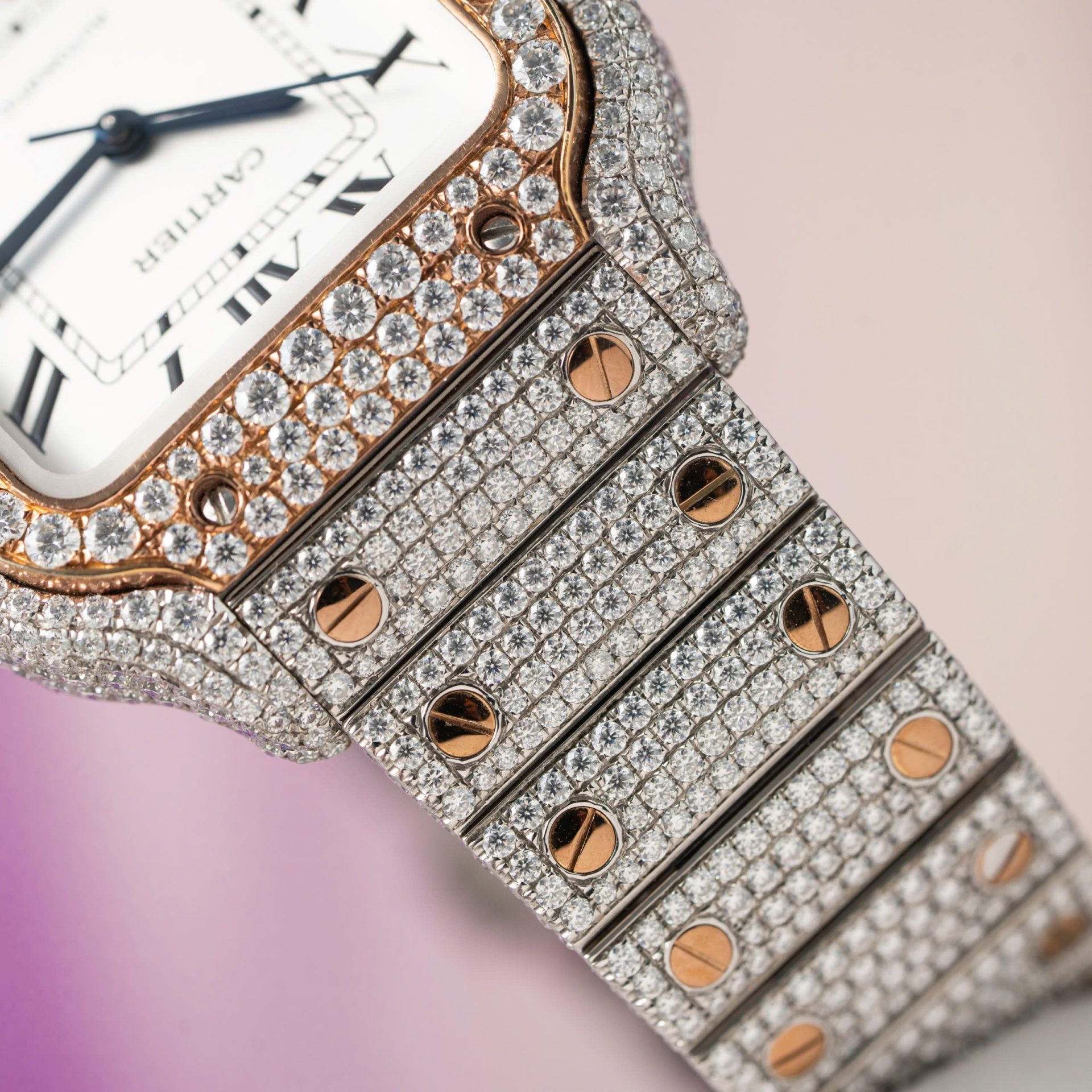 Cartier Santos Replica Watch With Full Diamond Moissanite Hong Kong 35mm - Top club