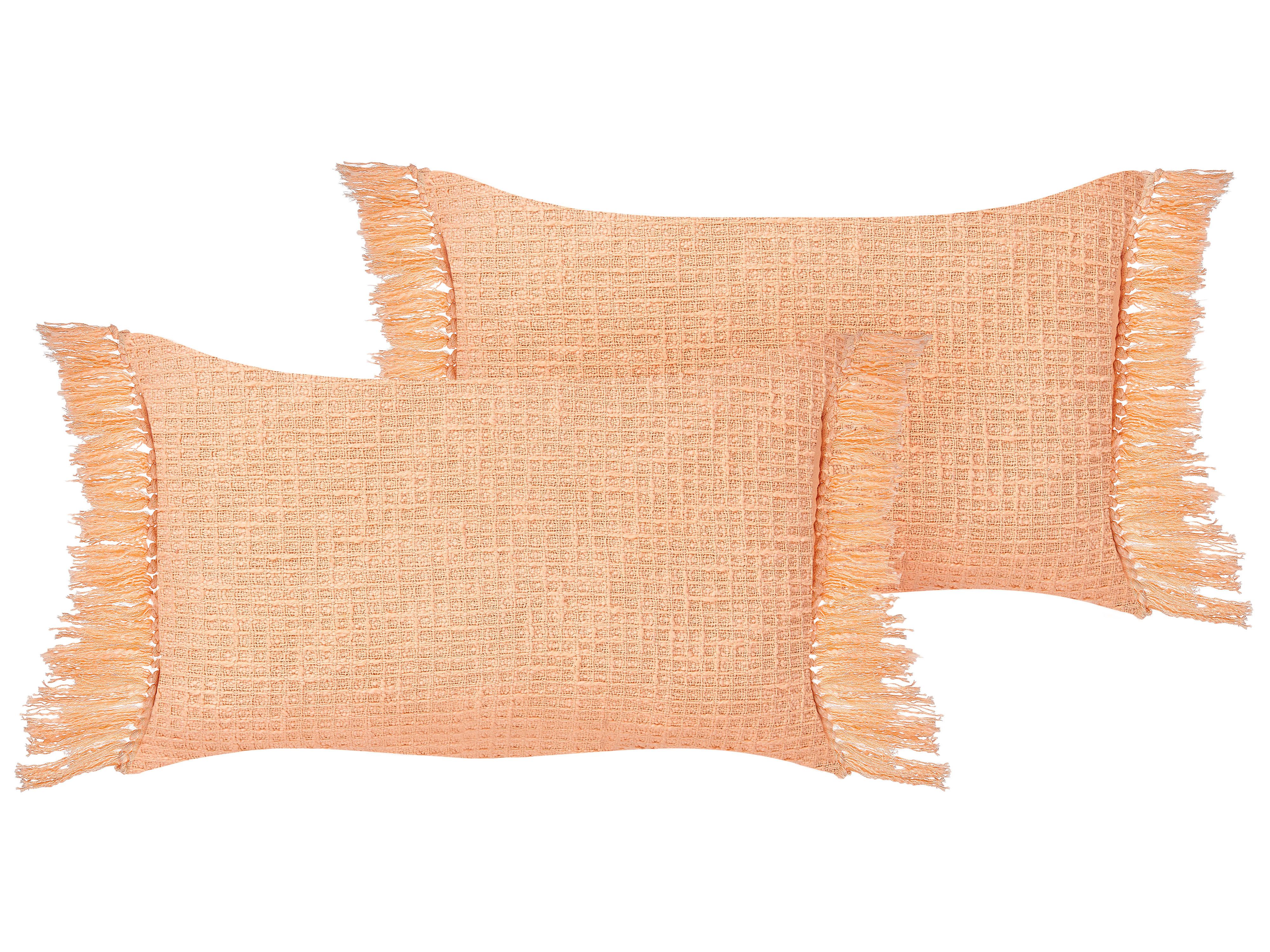 Set of 2 Decorative Cushions TANSY Cotton 40 x 60 cm Orange Solid