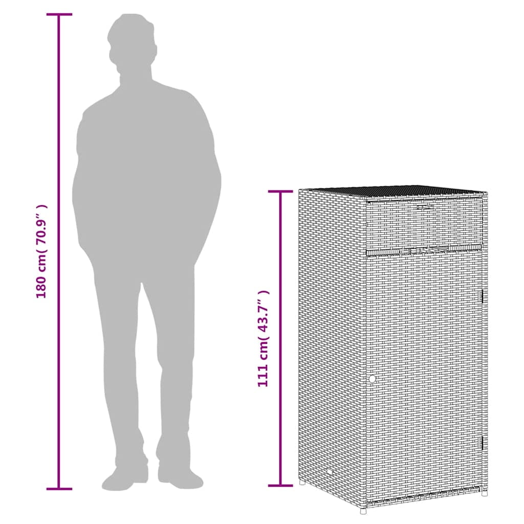 vidaXL Patio Storage Cabinet, PE Rattan Beige, 21.70 x 21.70 x 43.70 in