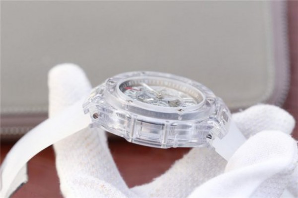 Replica Hublot Big Bang Unico Sapphire Plastic Case Skeleton Dial White Rubber Strap Jap Quartz - Top club