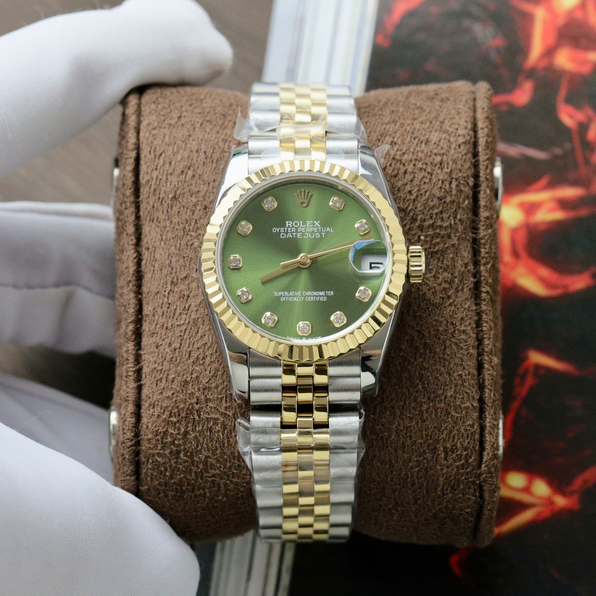 Rolex DateJust Fake Watches Green Dial Jubilee Strap 31mm - Elite Watch Atelier