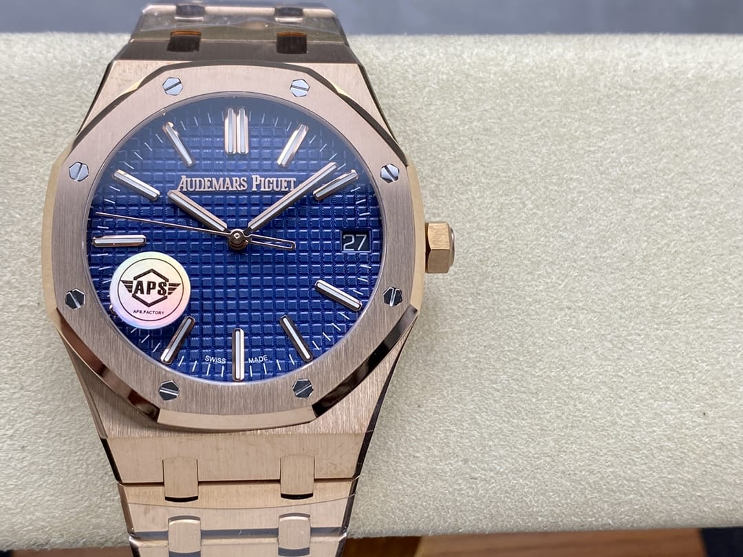 Audemars Piguet Replica AP Watch Royal Oak Selfwinding ��50th Anniversary�� 41mm Rose Gold Blue Dial 15510OR.OO.1320OR.01-APS(1:1 replica) - Top club